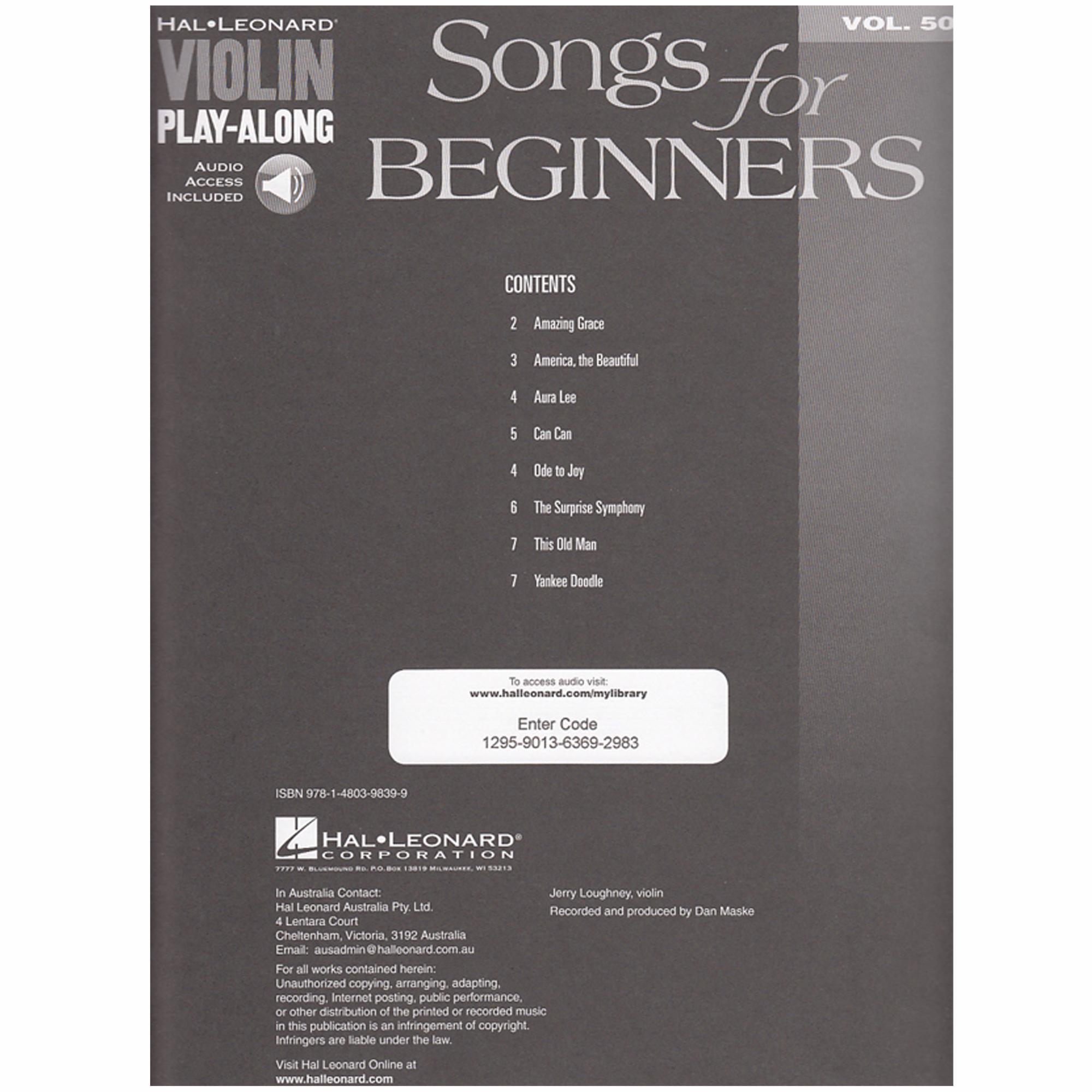 Songs for Beginners. #50 of the Play Along Series