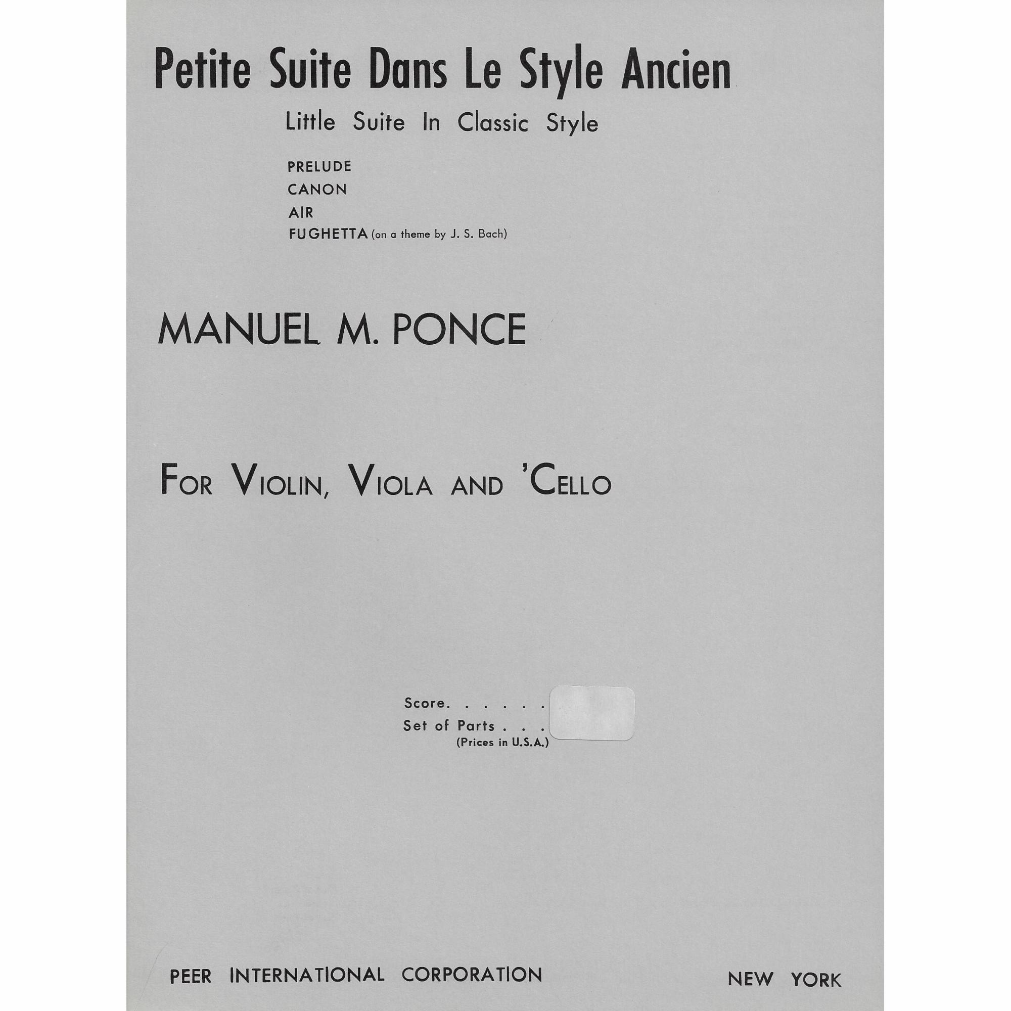 Ponce -- Petite Suite Dans Le Style Ancien for Violin, Viola, and Cello