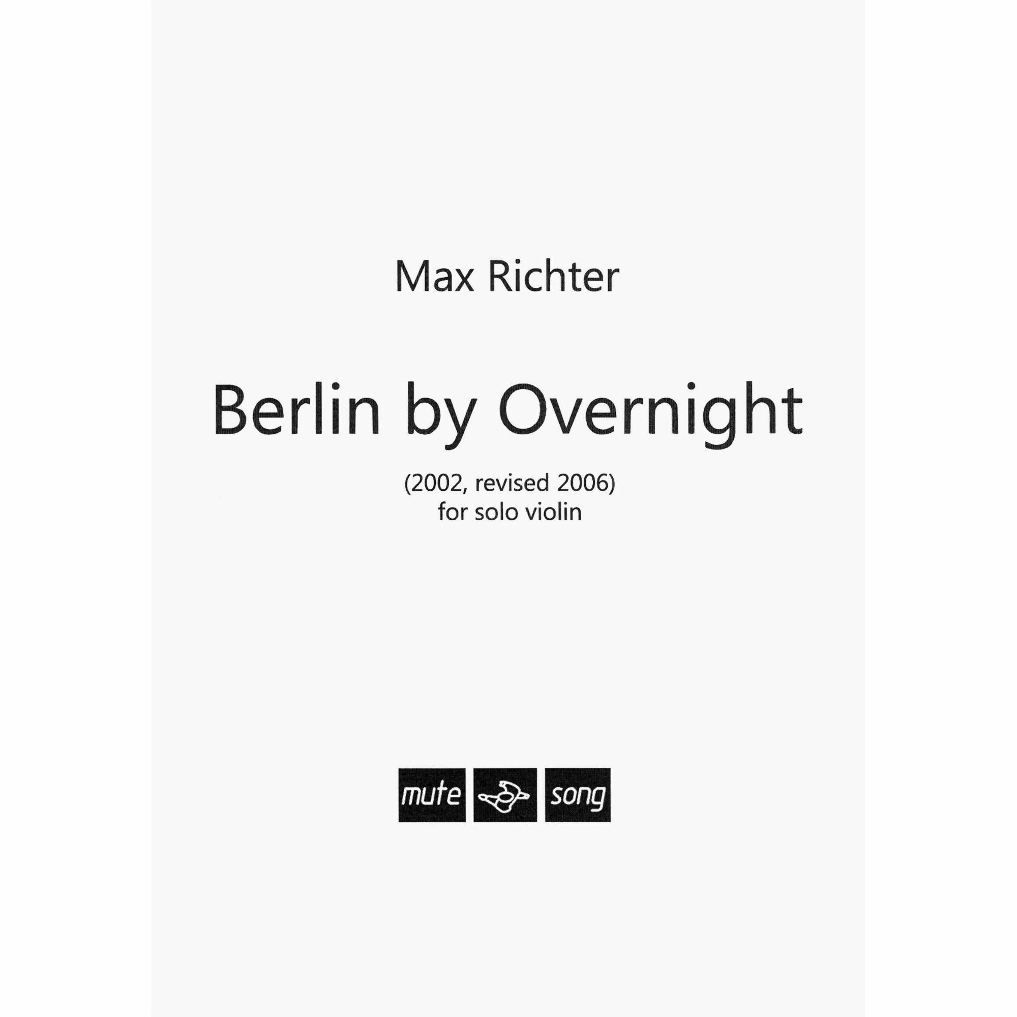 Richter -- Berlin by Overnight for Solo Violin