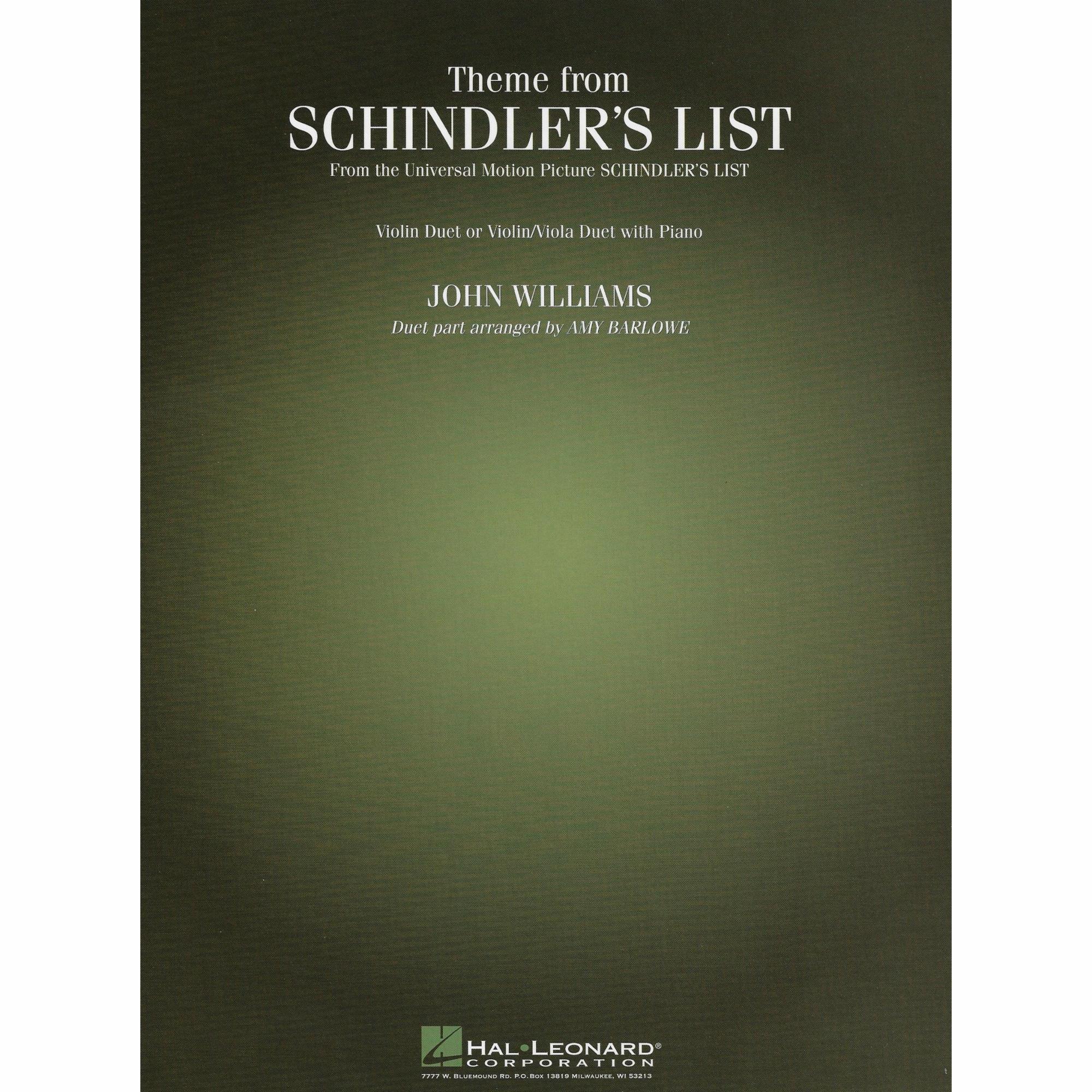Theme from Schindler's List for Two Violins and Piano