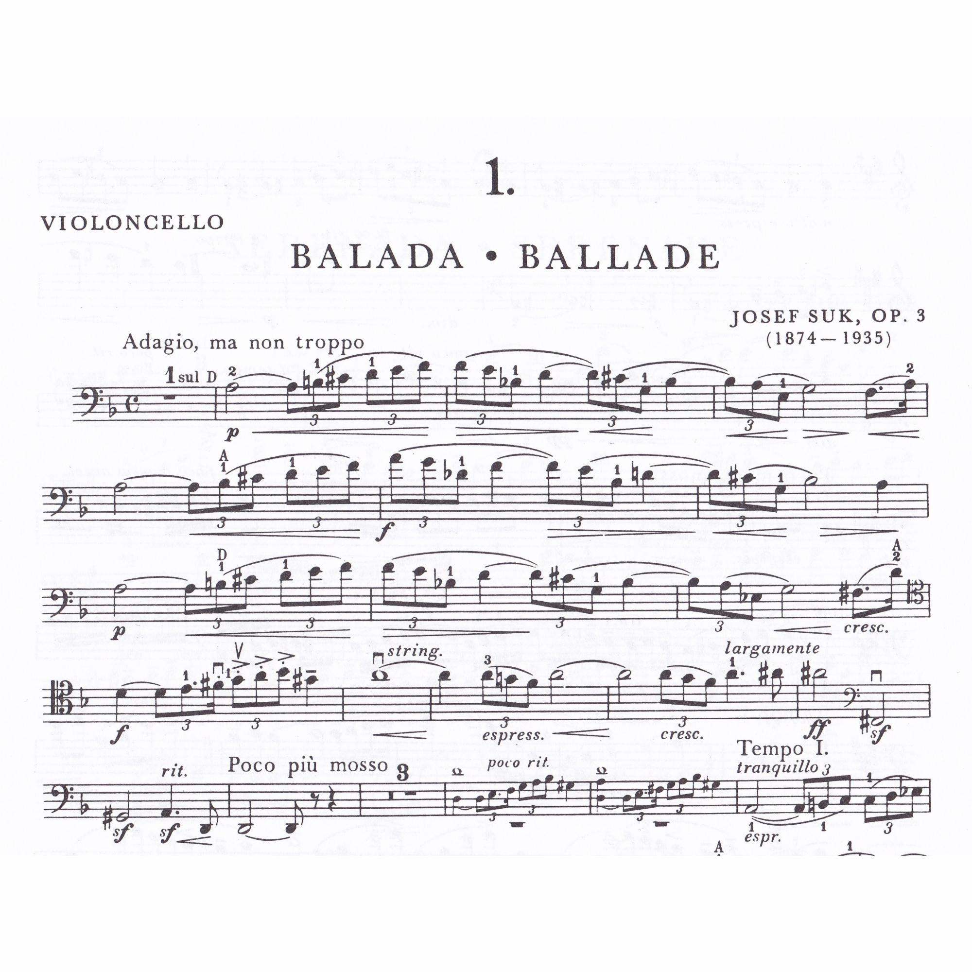 Ballade and Serenade for Cello and Piano, Op. 3