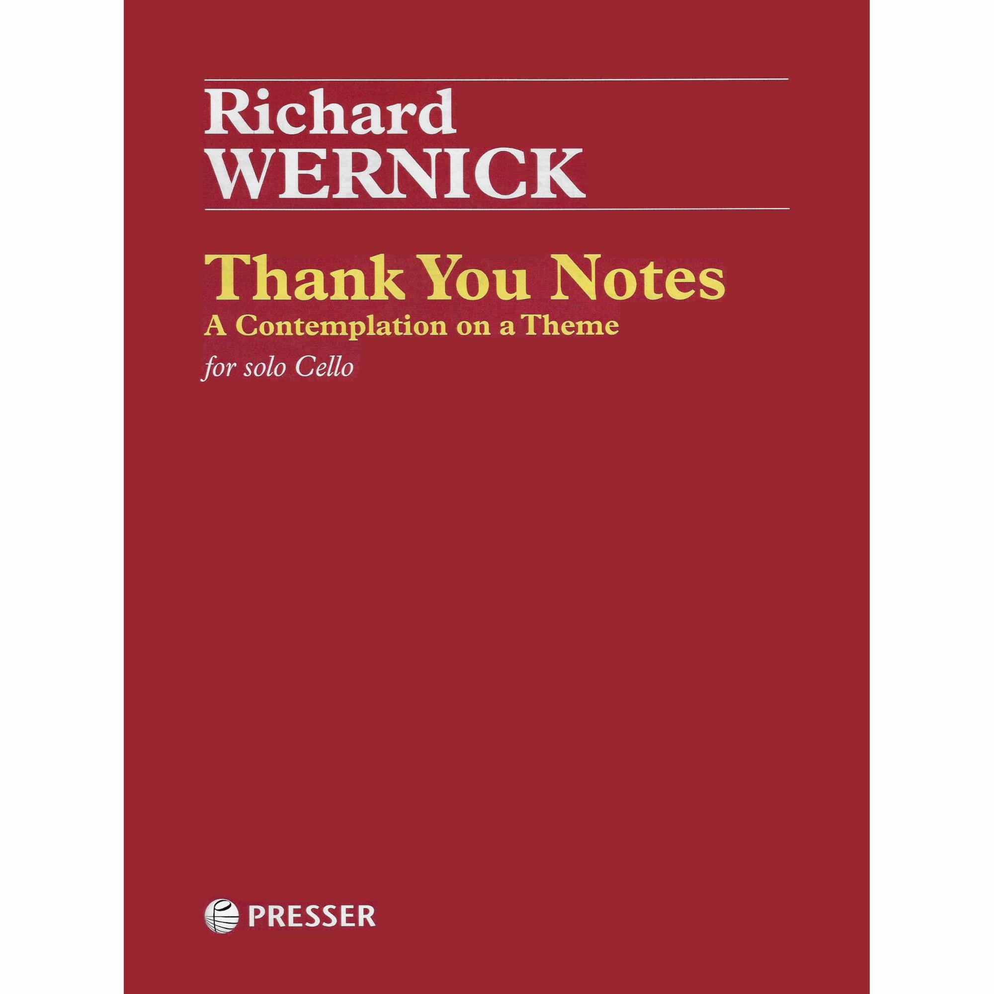 Wernick -- Thank You Notes for Solo Cello