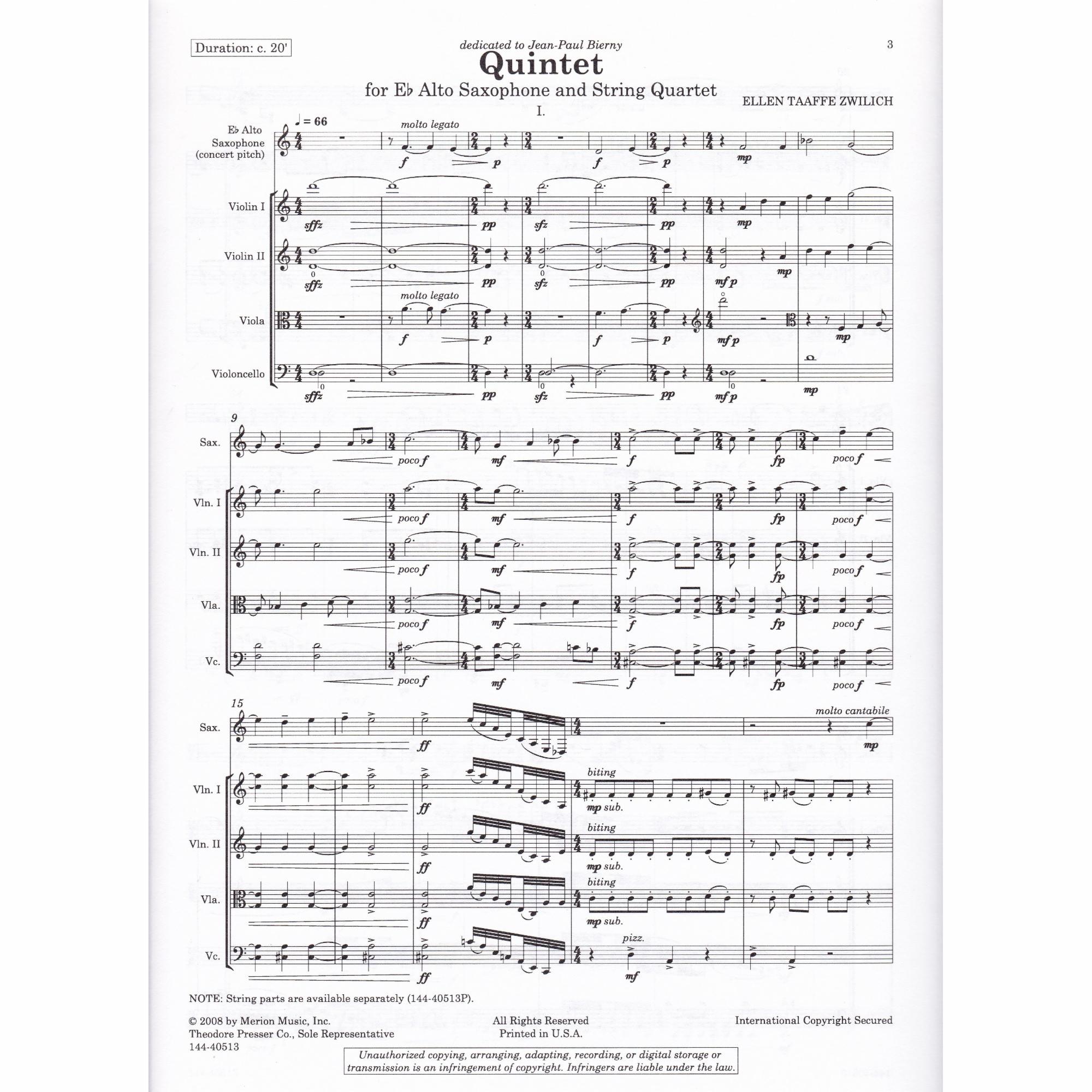 Quintet for Alto Sax and Strings