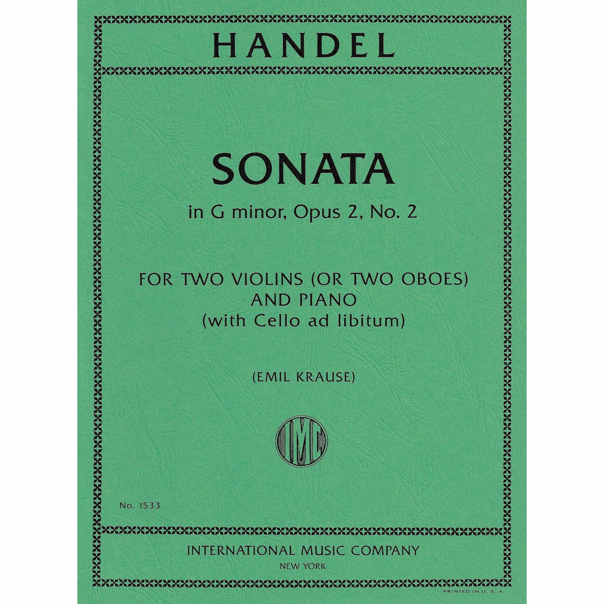 Handel -- Sonata in G Minor, Op. 2, No. 2 for Two Violins and Piano