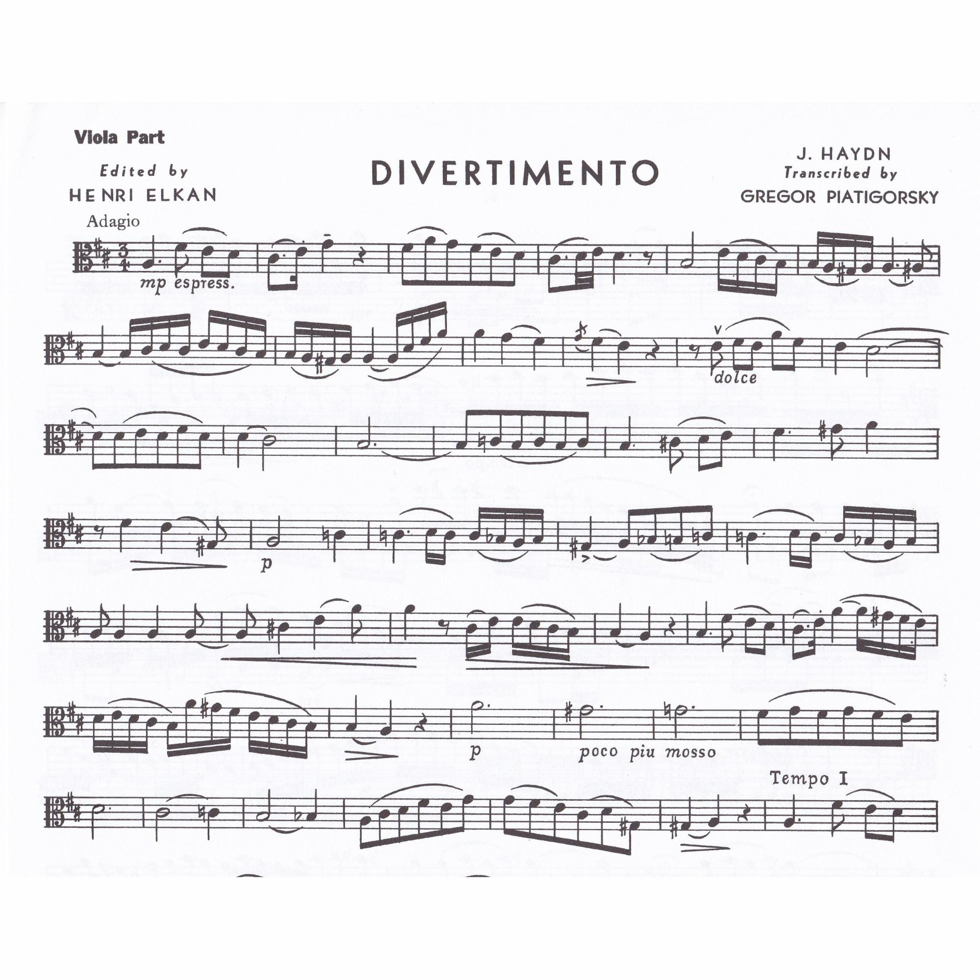 Divertimento in D Major for Viola and Piano