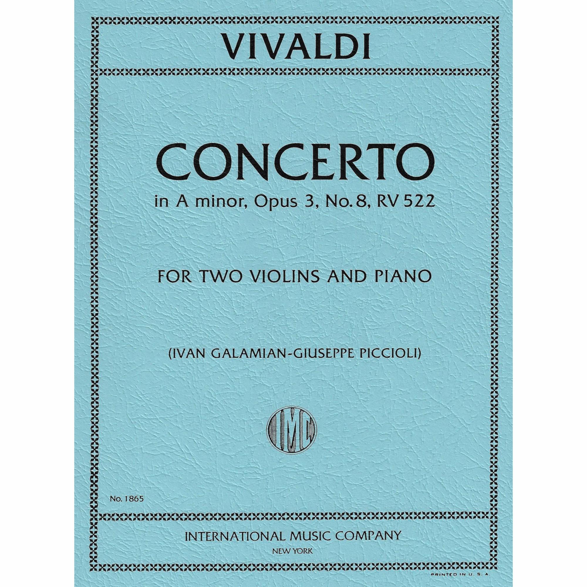 Vivaldi -- Concerto in A Minor, Op. 3, No. 8 for Two Violins and Piano