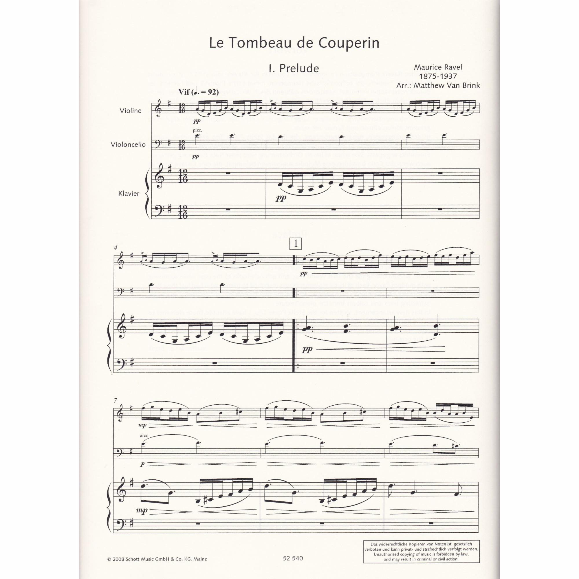 Le Tombeau de Couperin for Piano Trio 