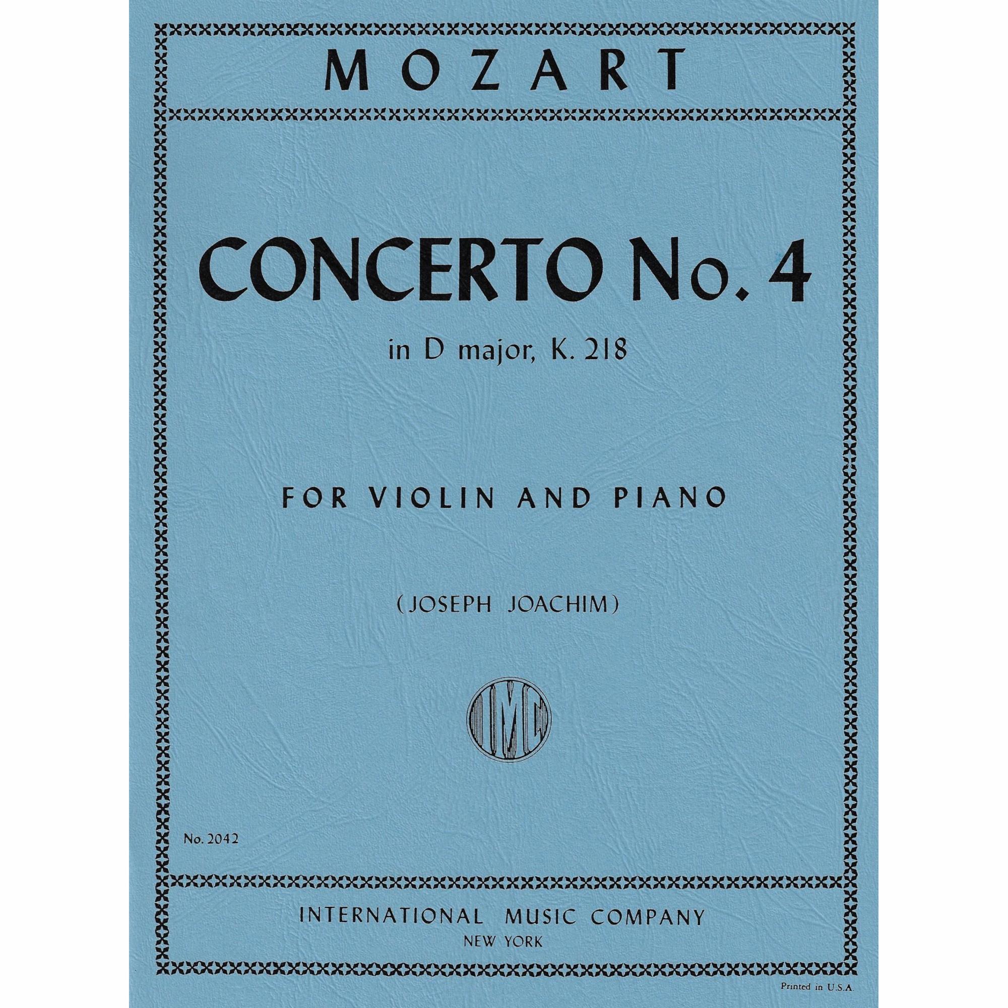 Mozart -- Concerto No. 4 in D Major, K. 218 for Violin and Piano