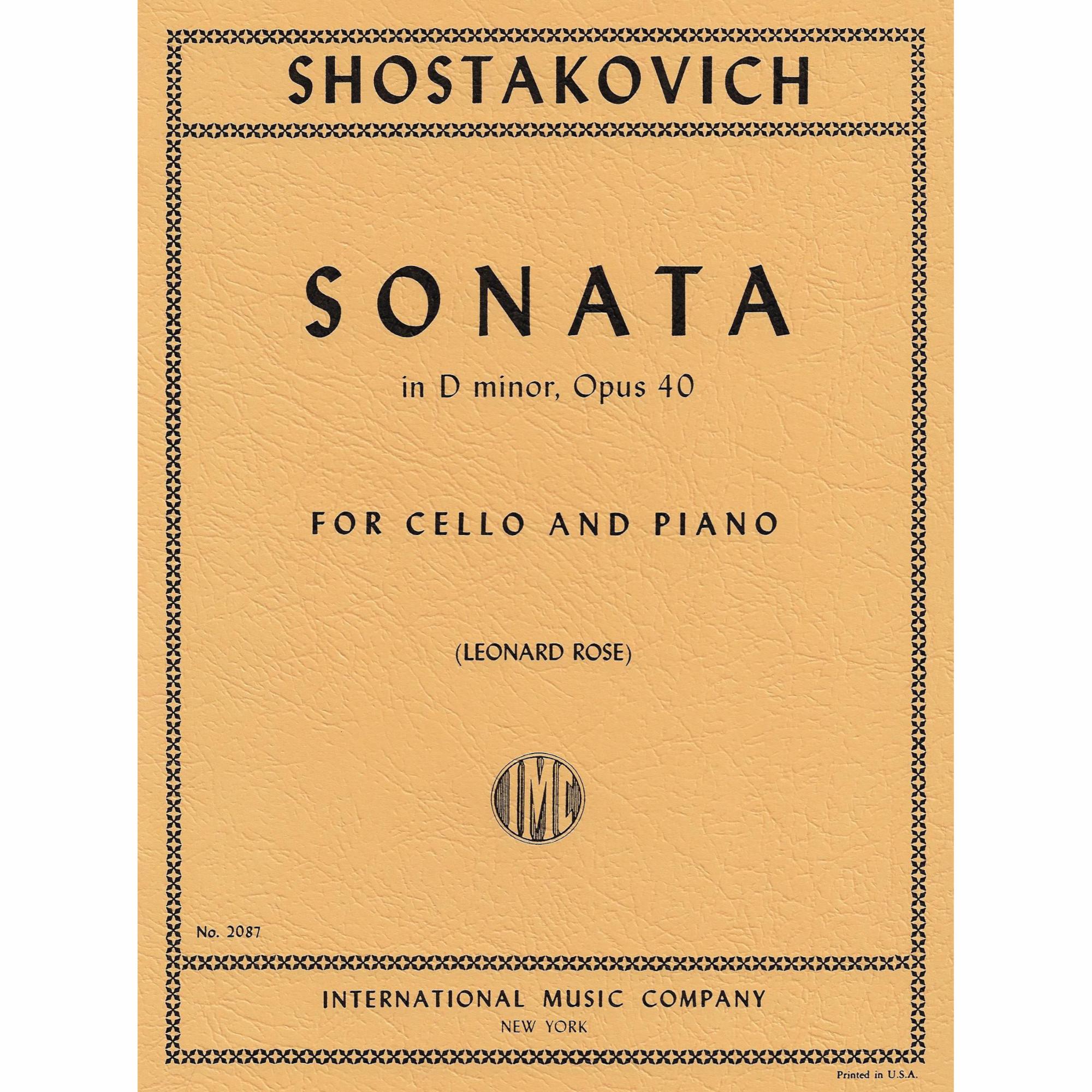 Shostakovich -- Sonata in D Minor, Op. 40 for Cello and Piano