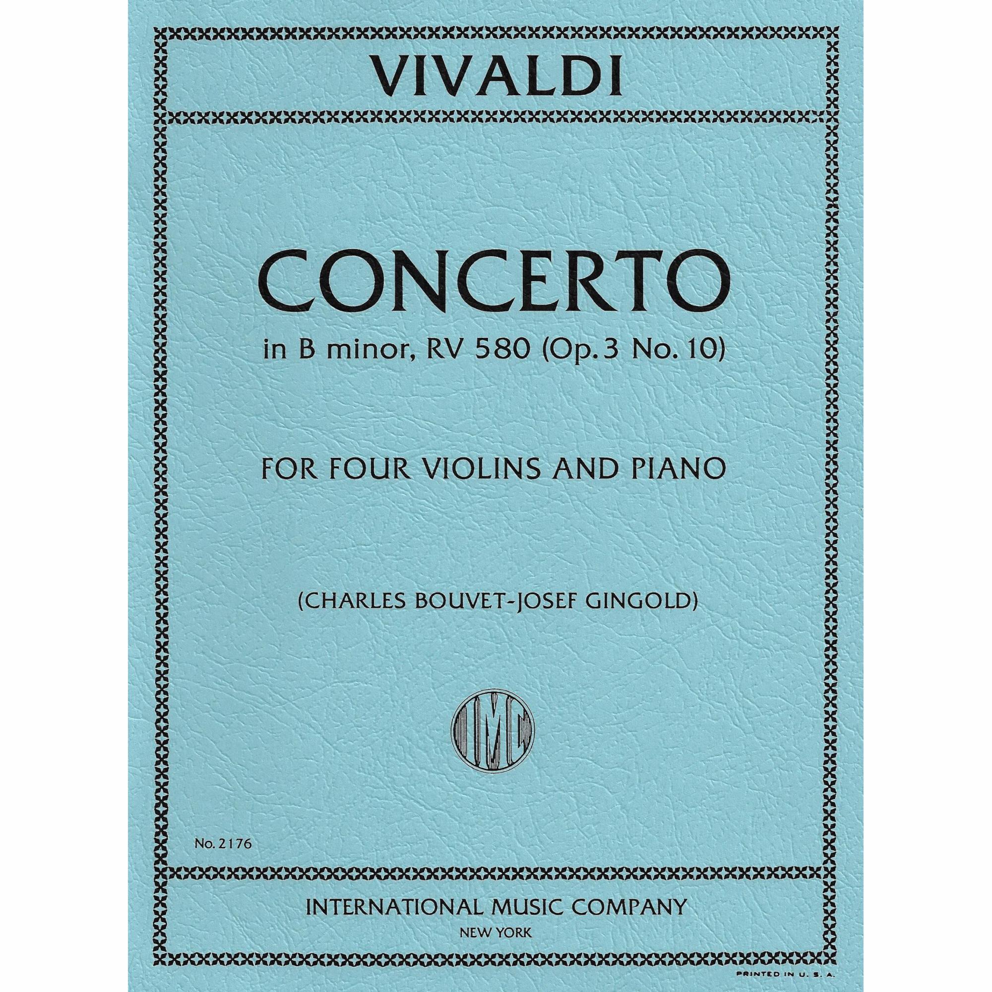 Vivaldi -- Concerto in B Minor, Op. 3, No. 10 for Four Violins and Piano