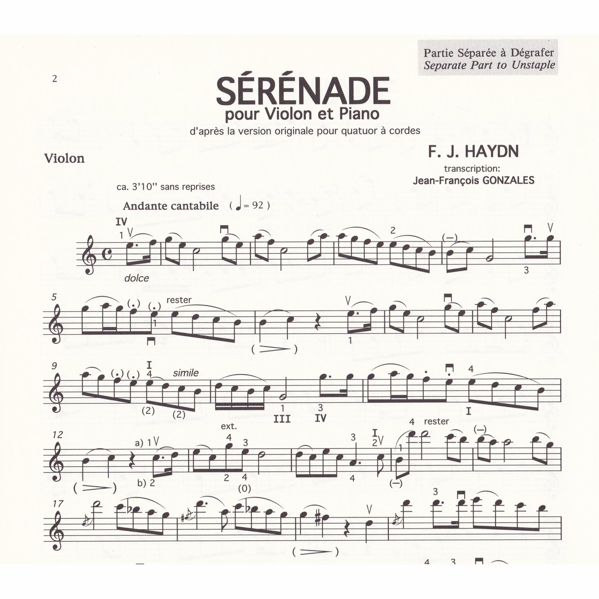 Serenade in C Major for Violin and Piano