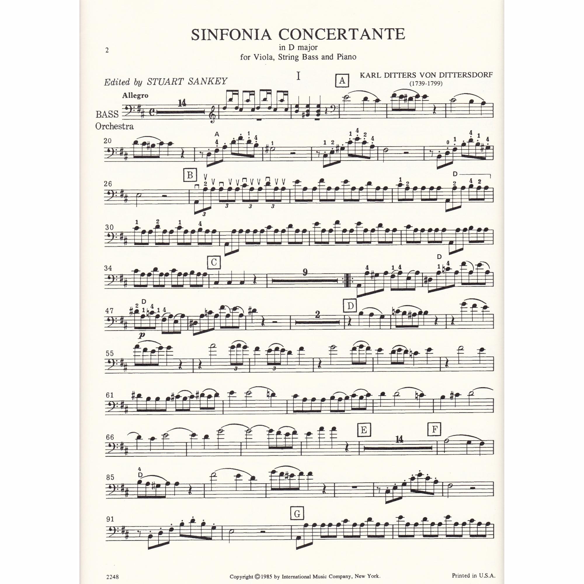 Sinfonia Concertante D Major for Viola and Bass