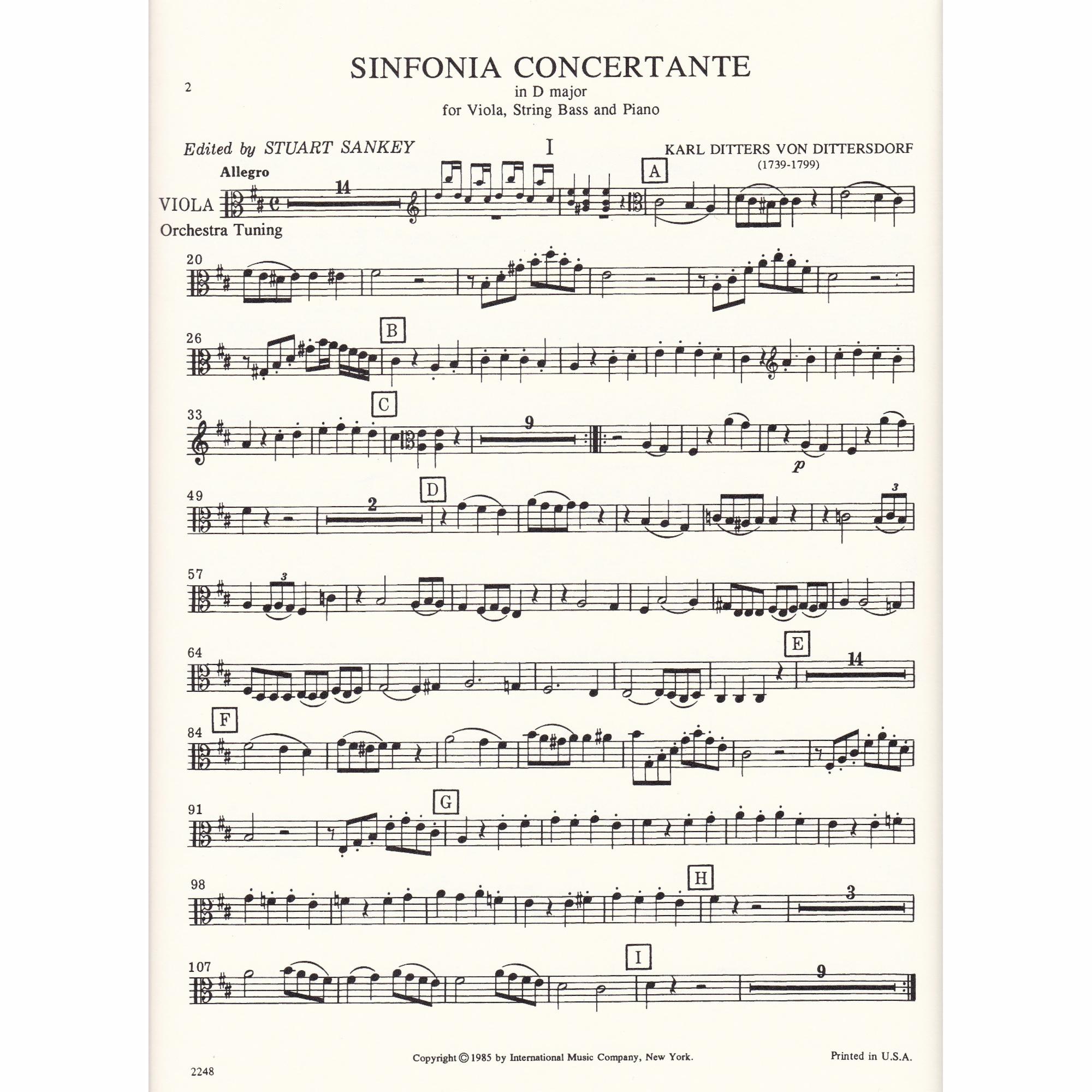 Sinfonia Concertante D Major for Viola and Bass