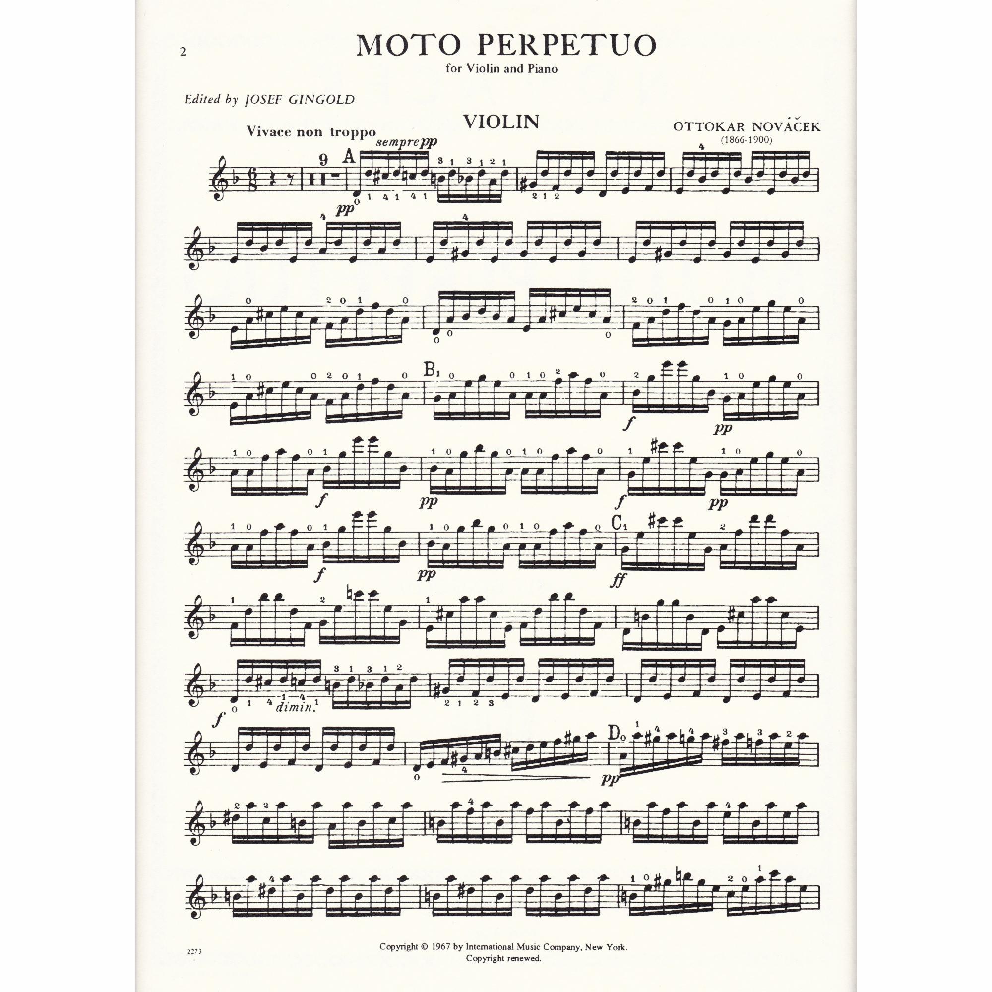 Moto Perpetuo for violin and piano