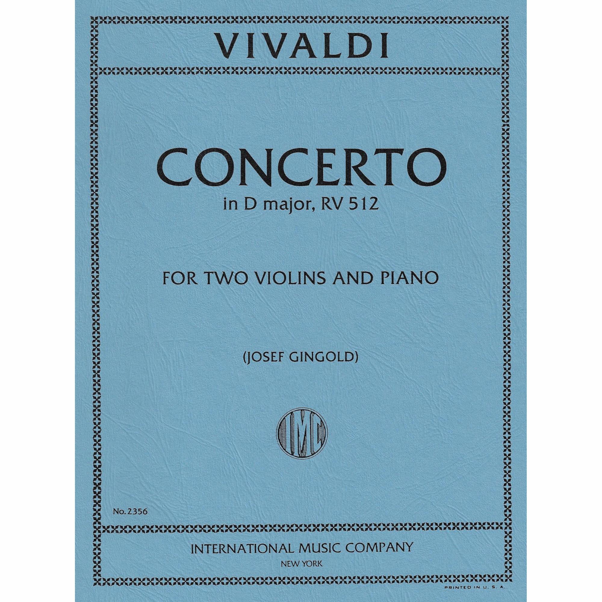 Vivaldi -- Concerto in D Major, RV 512 for Two Violins and Piano