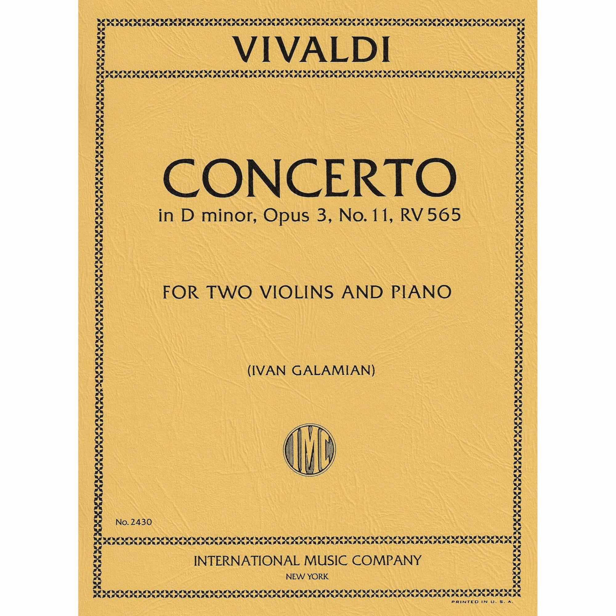 Vivaldi -- Concerto in D Minor, Op. 3, No. 11 for Two Violins and Piano