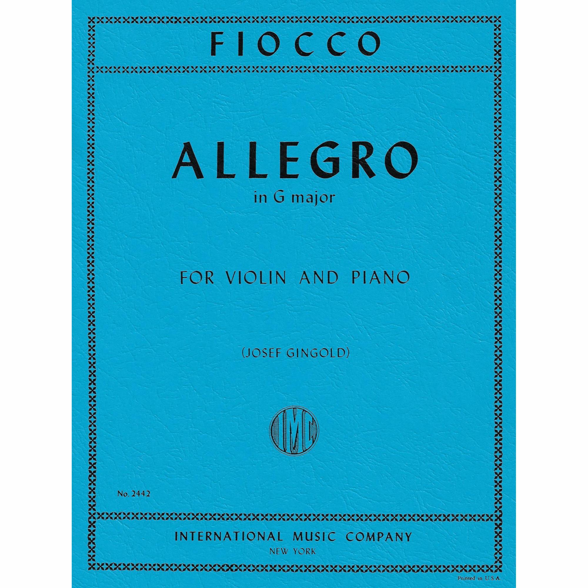 Fiocco -- Allegro G Major for Violin and Piano