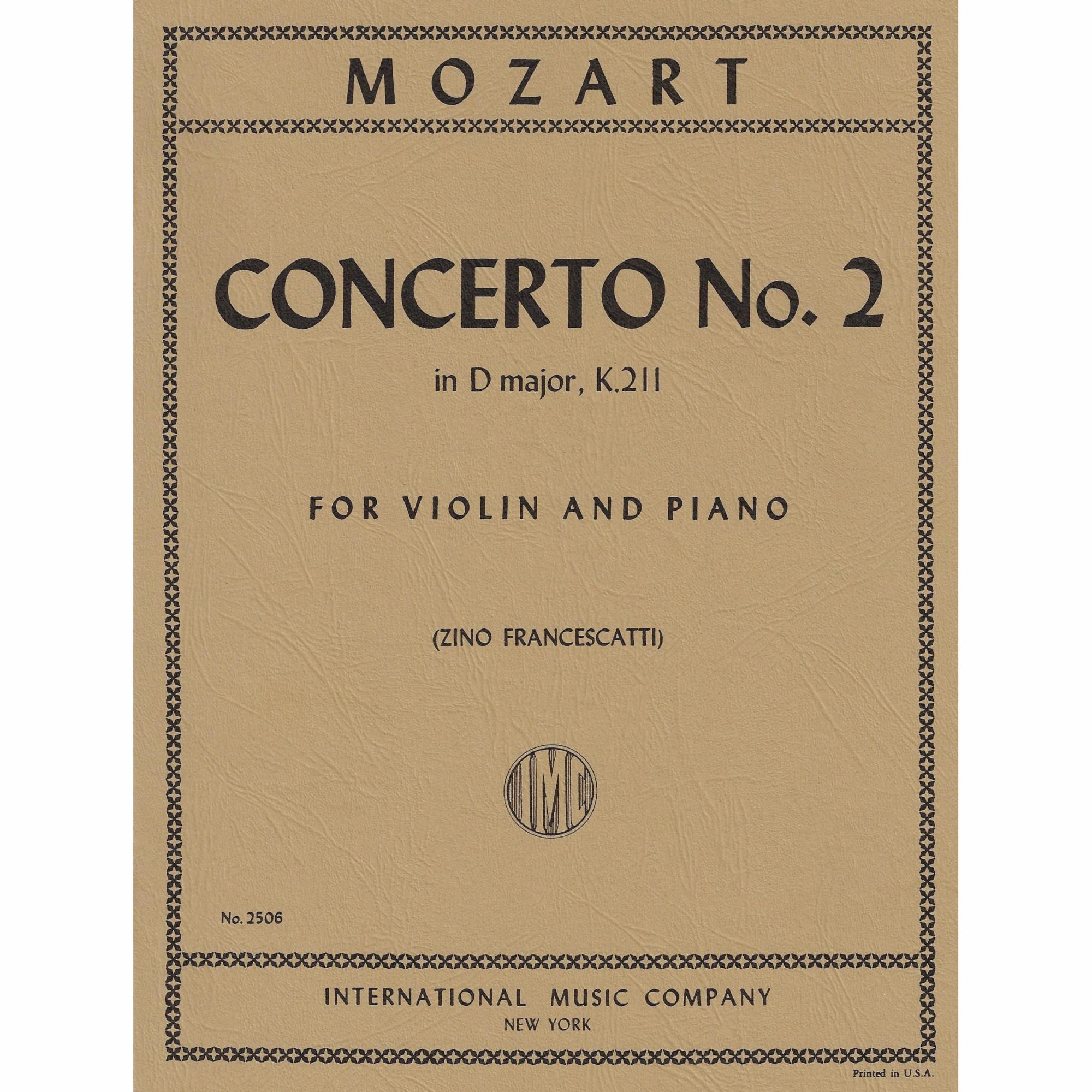Mozart -- Concerto No. 2 in D Major, K. 211 for Violin and Piano