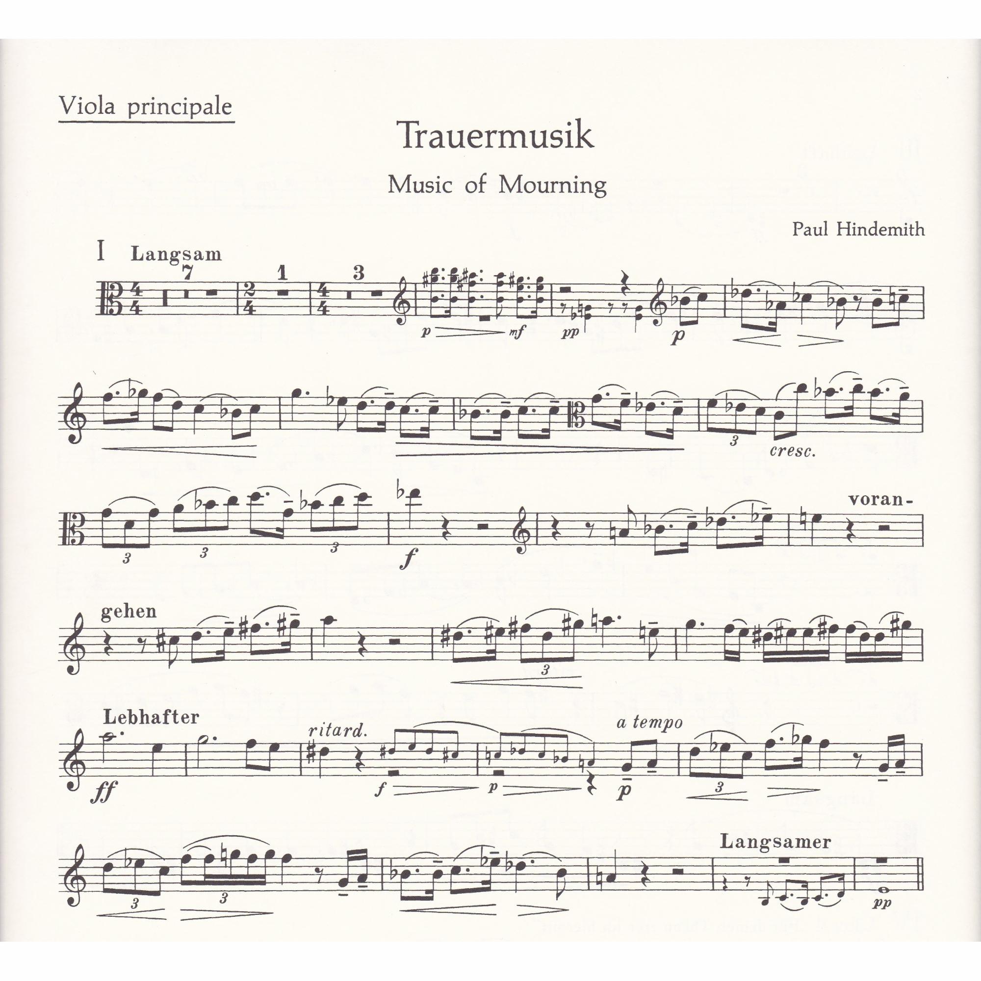 Trauermusik for Viola, Cello, or Violin, and Piano