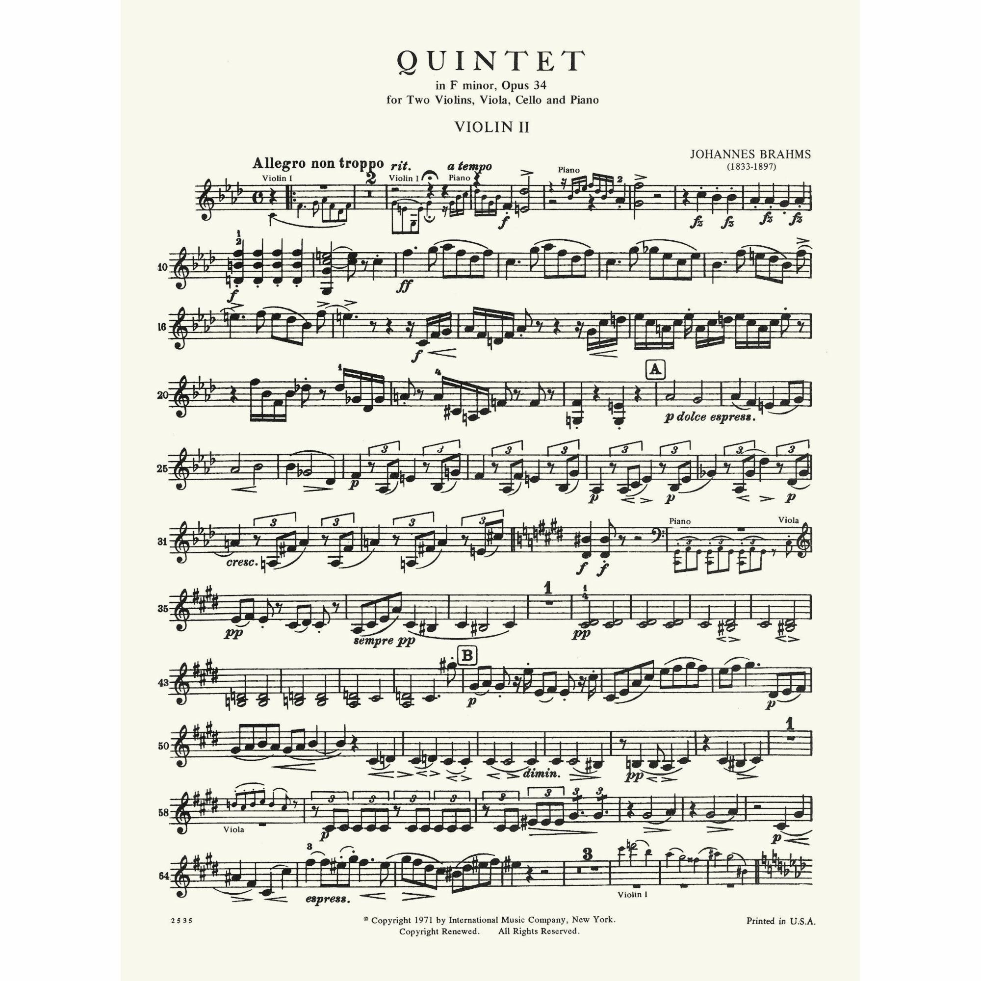 Sample: Violin II (Pg. 1)