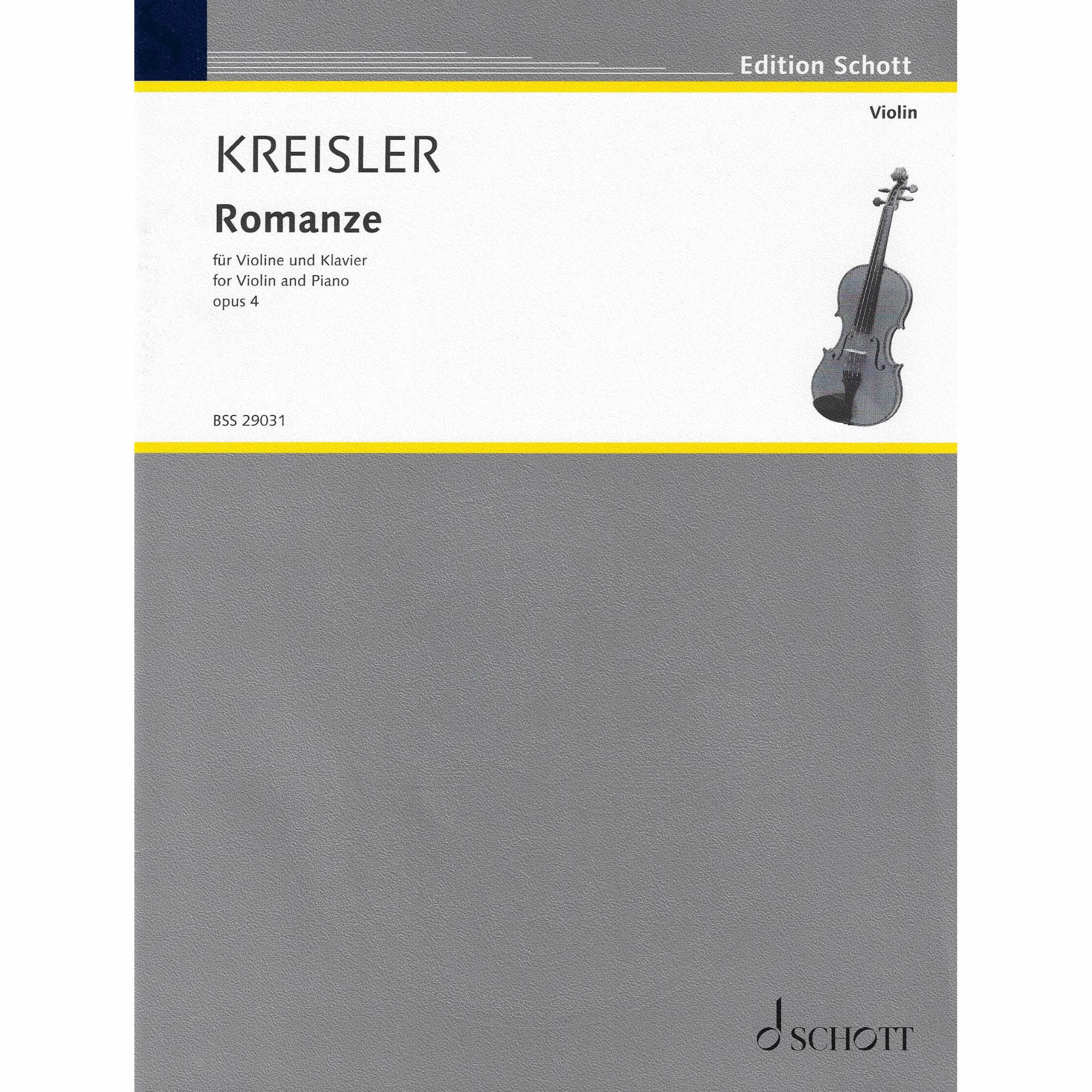 Kreisler -- Romance, Op. 4 for Violin and Piano