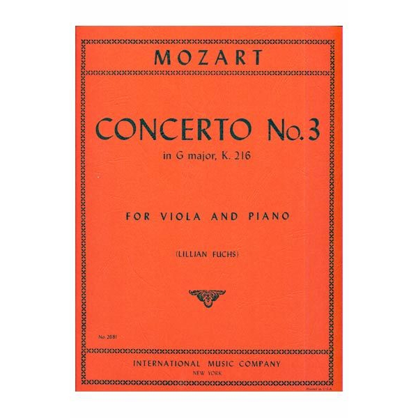 Violin Concerto No.3 in G Major, K.216 for Viola and Piano