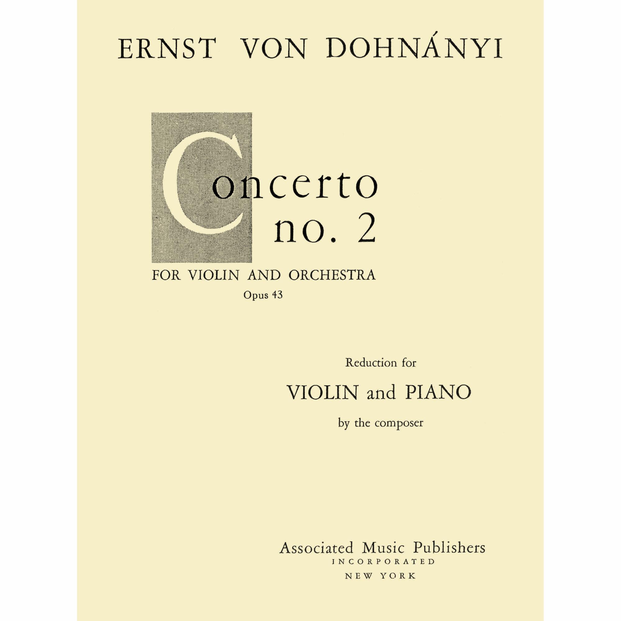 Dohnanyi -- Concerto No. 2, Op. 43 for Violin and Piano