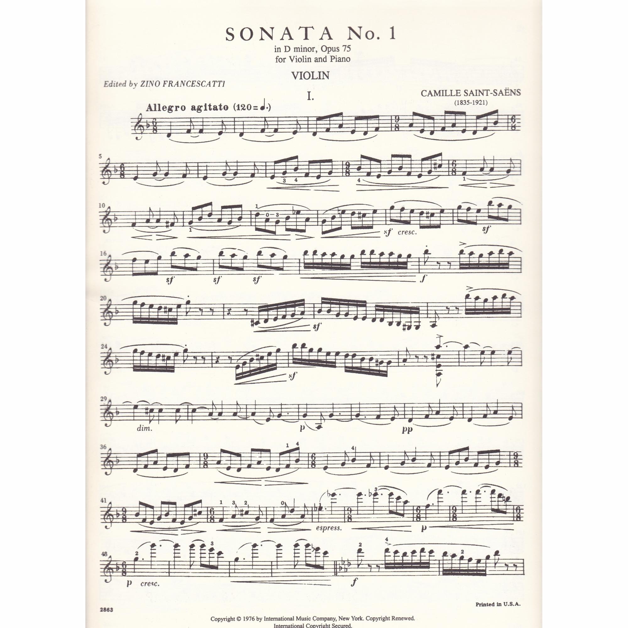 Violin Sonata No. 1 in D Minor, Op. 75