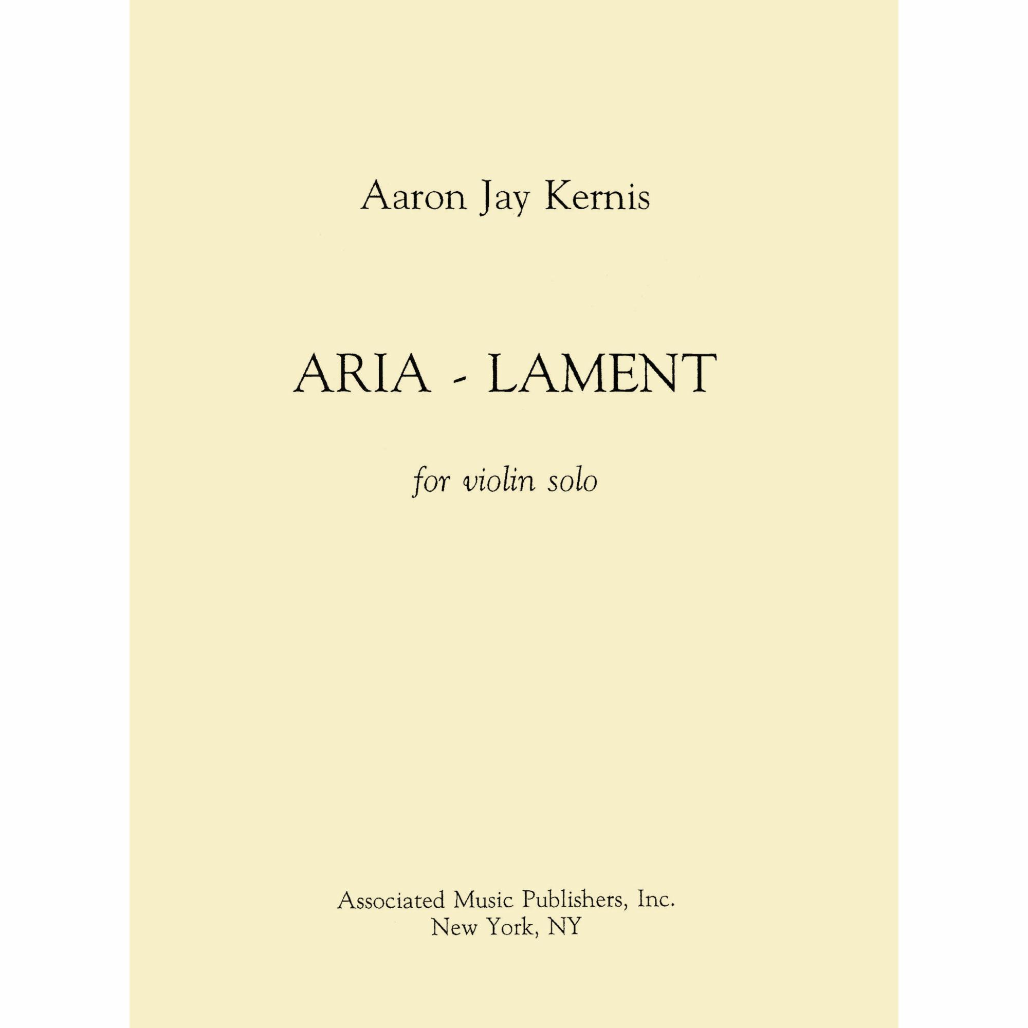 Kernis -- Aria-Lament for Solo Violin