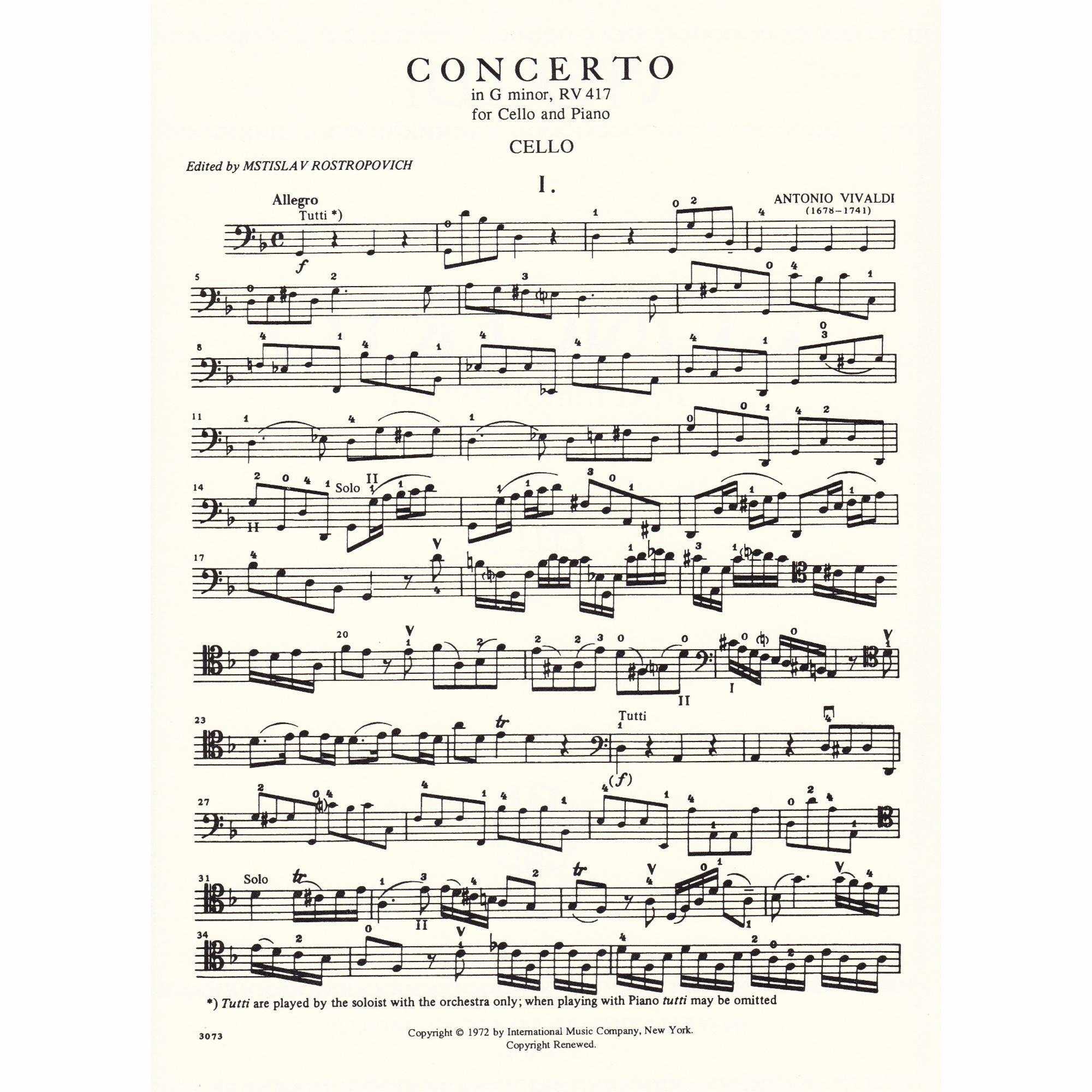 Cello Concerto in G Minor, RV 417