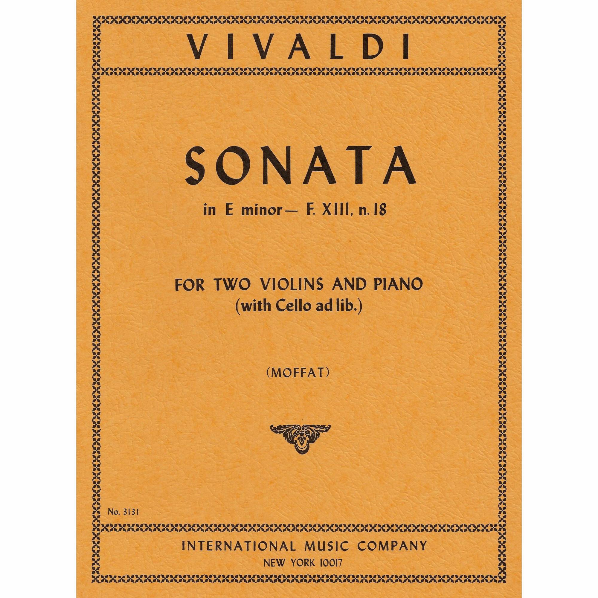 Vivaldi -- Sonata in E Minor, F. XIII, No. 18 for Two Violins and Piano
