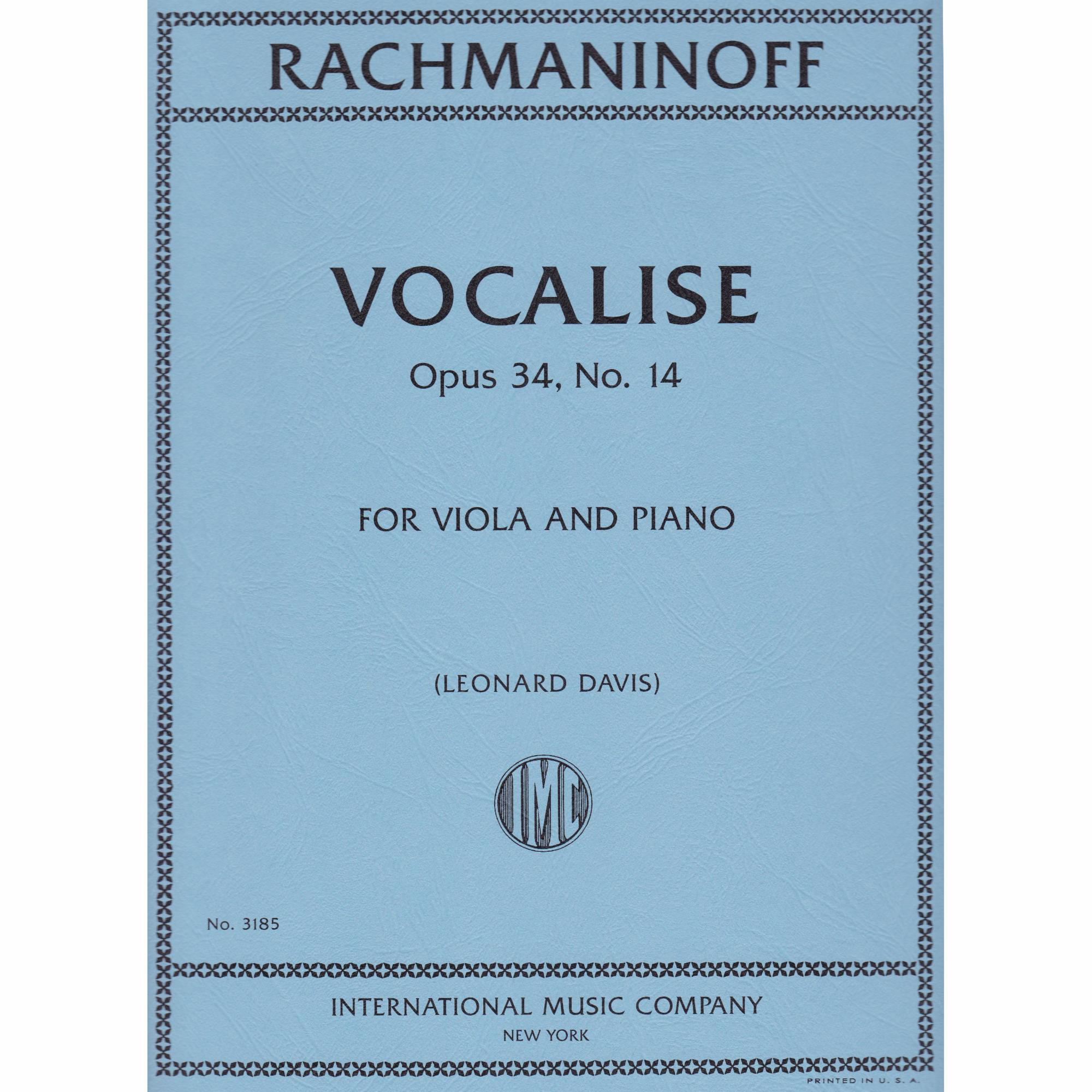 Vocalise, Op.34, No.14 (Viola and Piano)