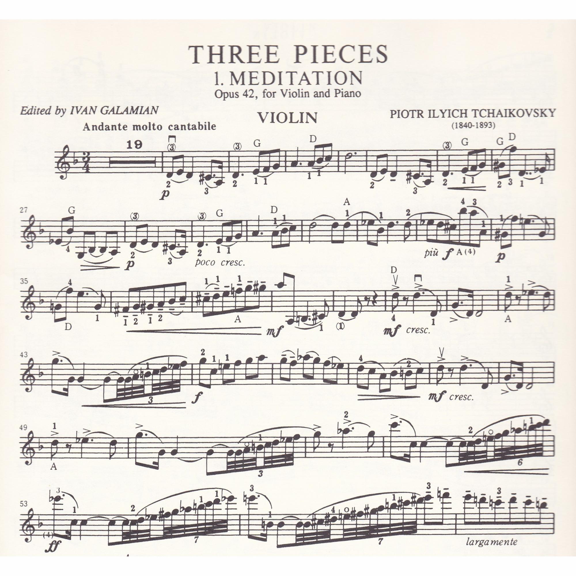 Souvenir d?un lieu cher for Violin and Piano, Op. 42