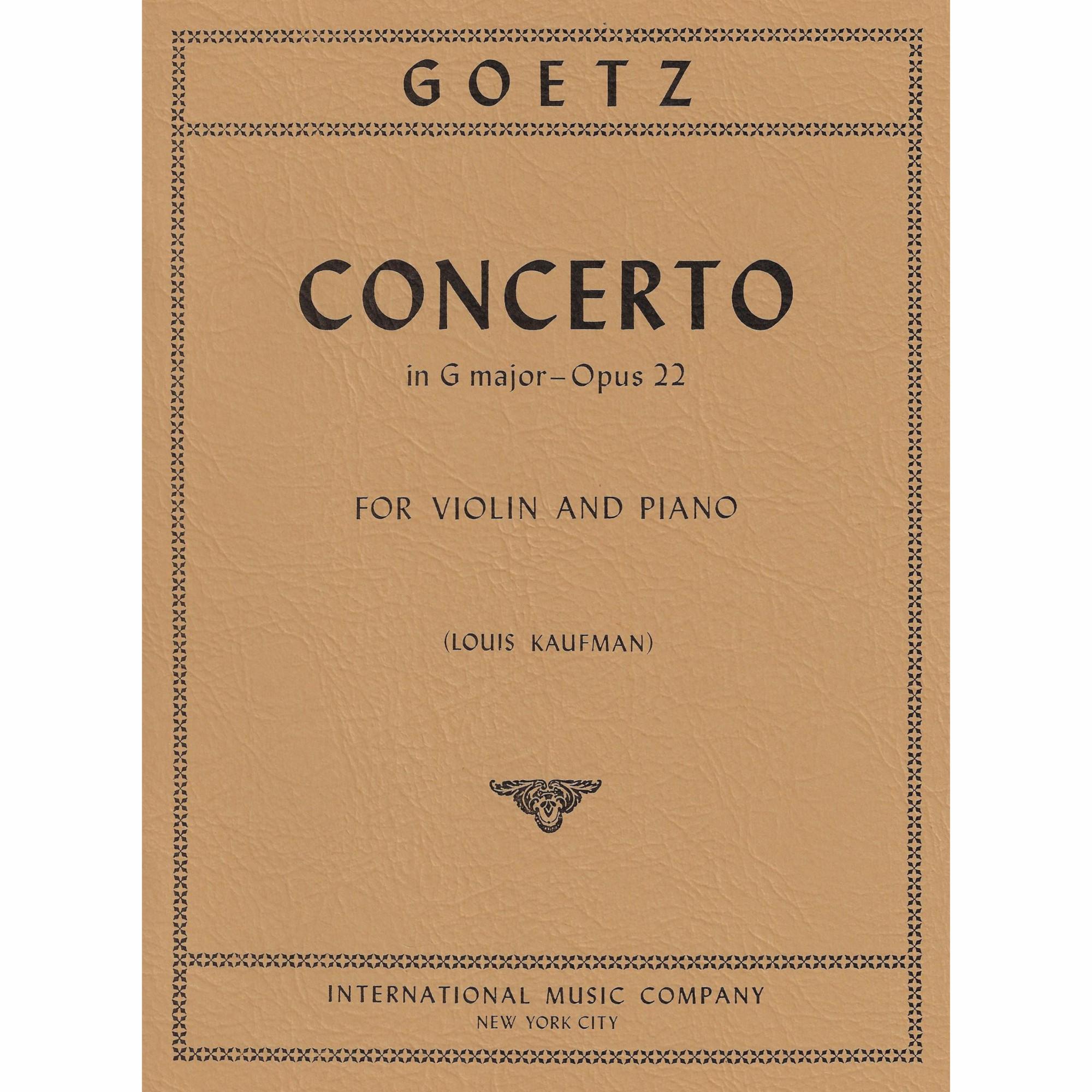 Goetz -- Concerto in G Major, Op. 22 for Violin and Piano