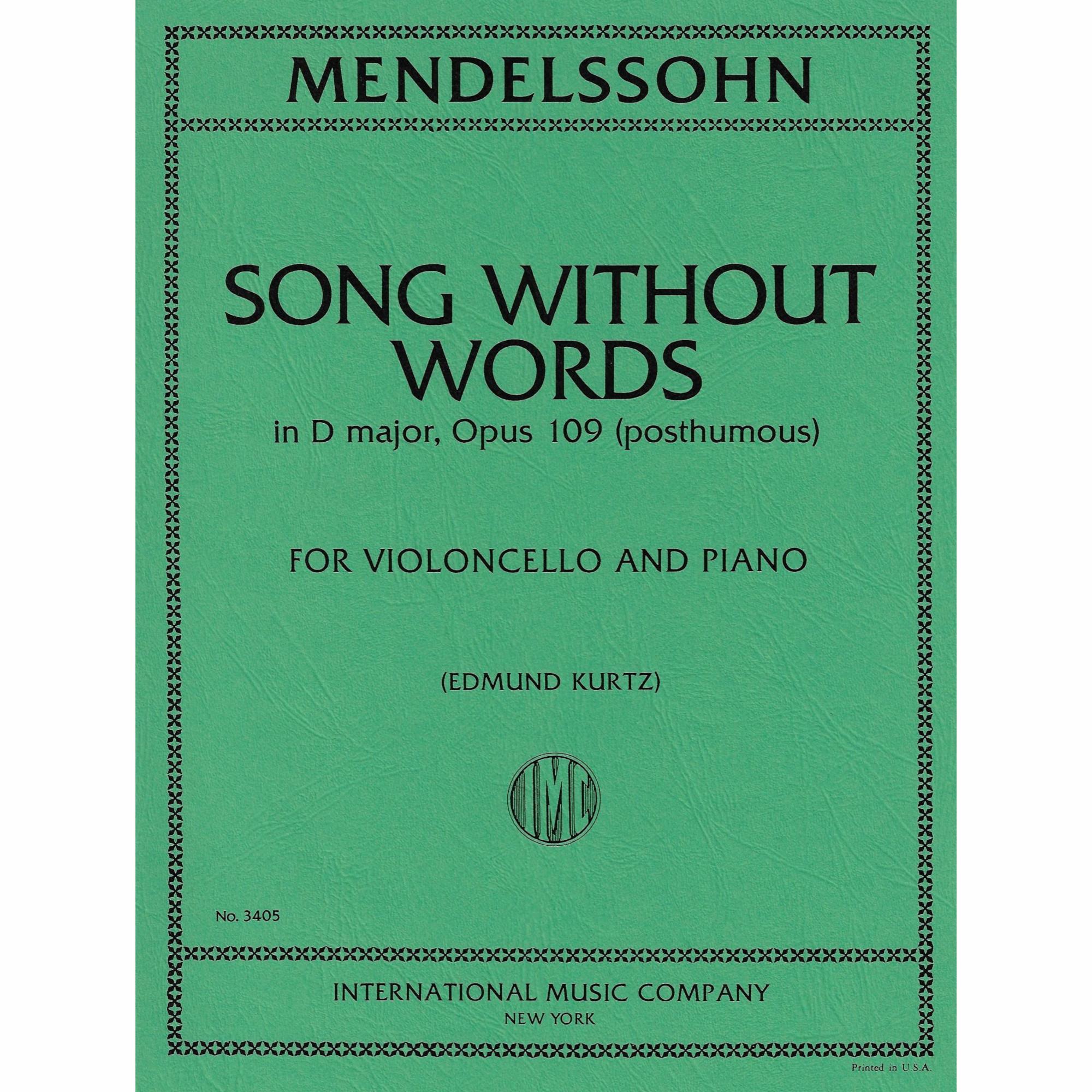 Song Without Words in D Major, Op. 109 for Cello and Piano