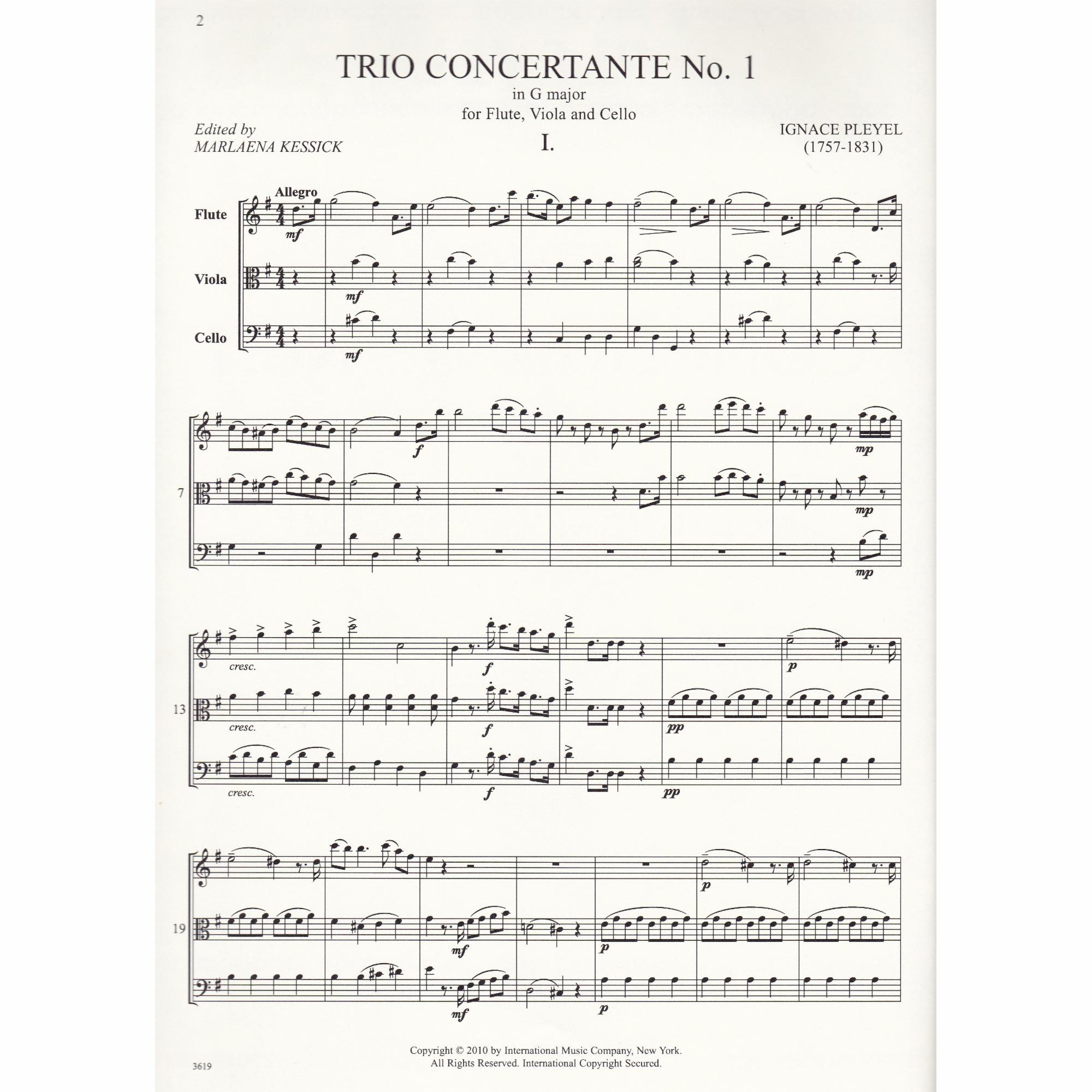Trio Concertante No. 1 in G Major for Flute, Viola, and Cello