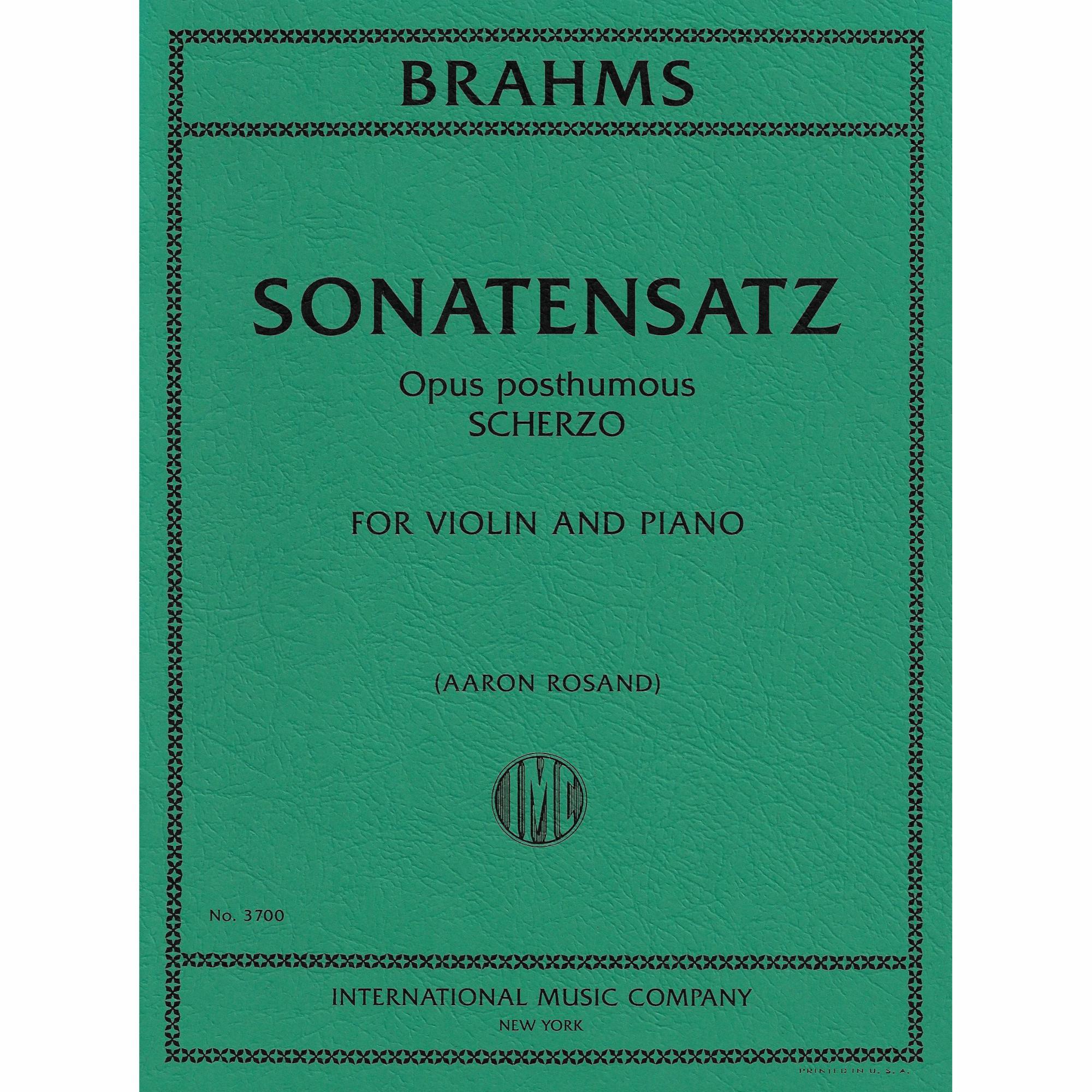 Brahms -- Sonatensatz (Scherzo), Op. post. for Violin and Piano