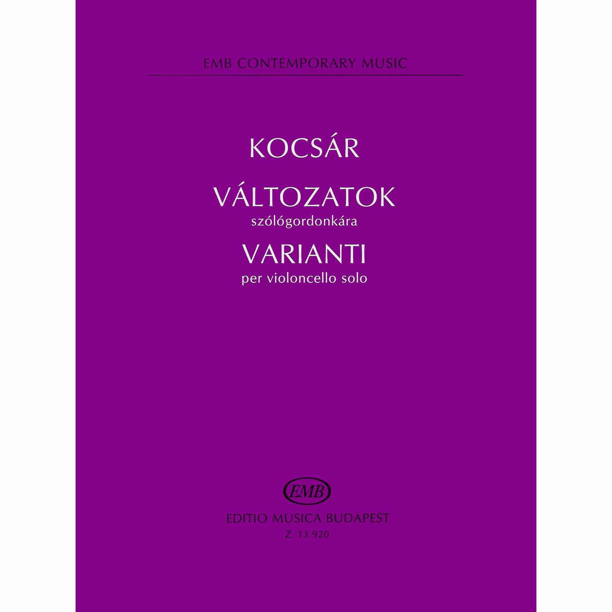 Kocsar -- Variations for Solo Cello