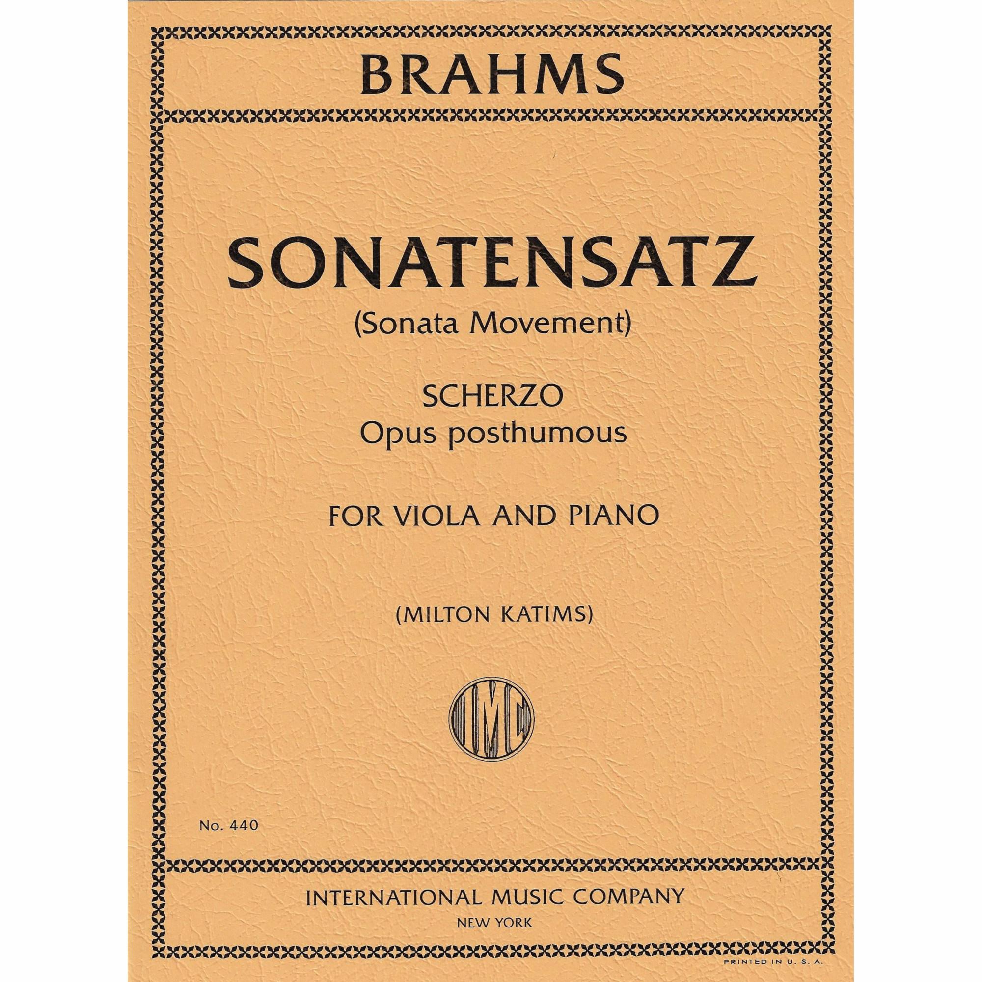 Sonatensatz (Scherzo), Op. post. for Viola and Piano