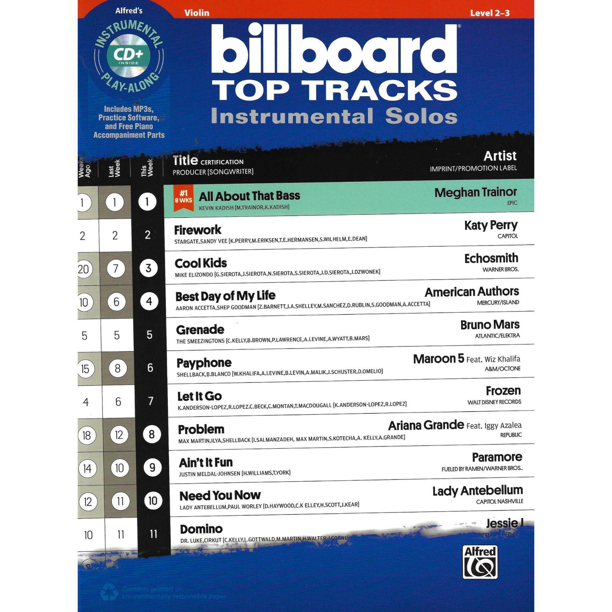 Billboard Top Tracks for Violin, Viola, and Cello