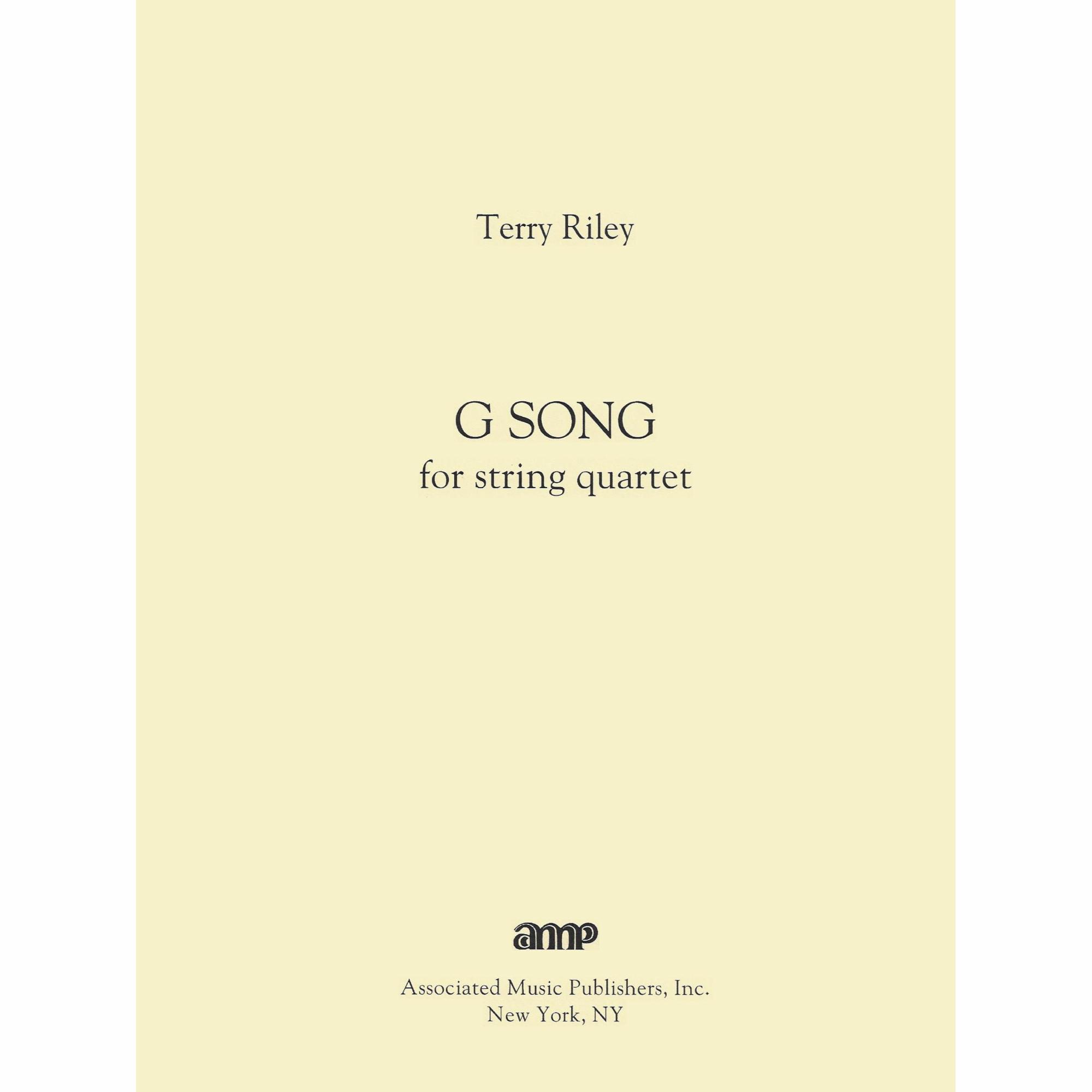 Riley -- G Song for String Quartet