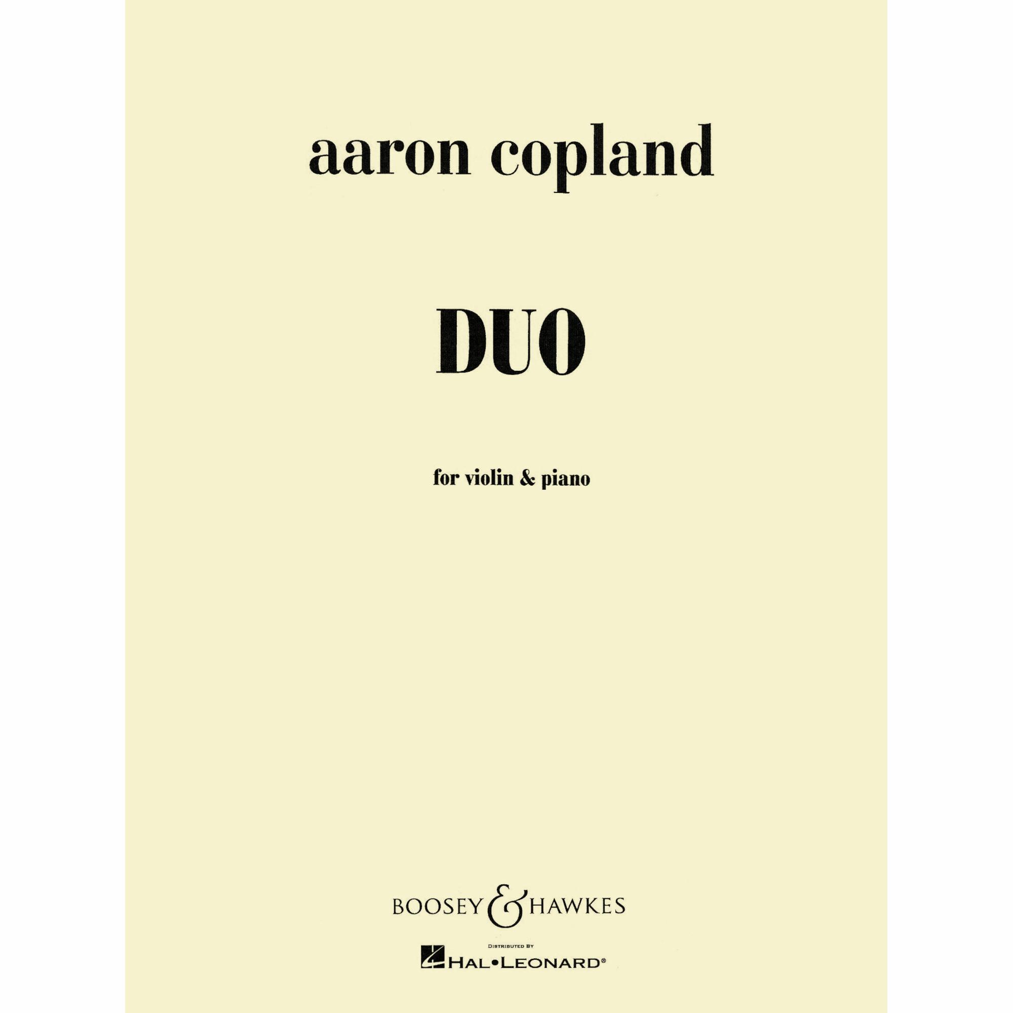 Copland -- Duo for Violin and Piano