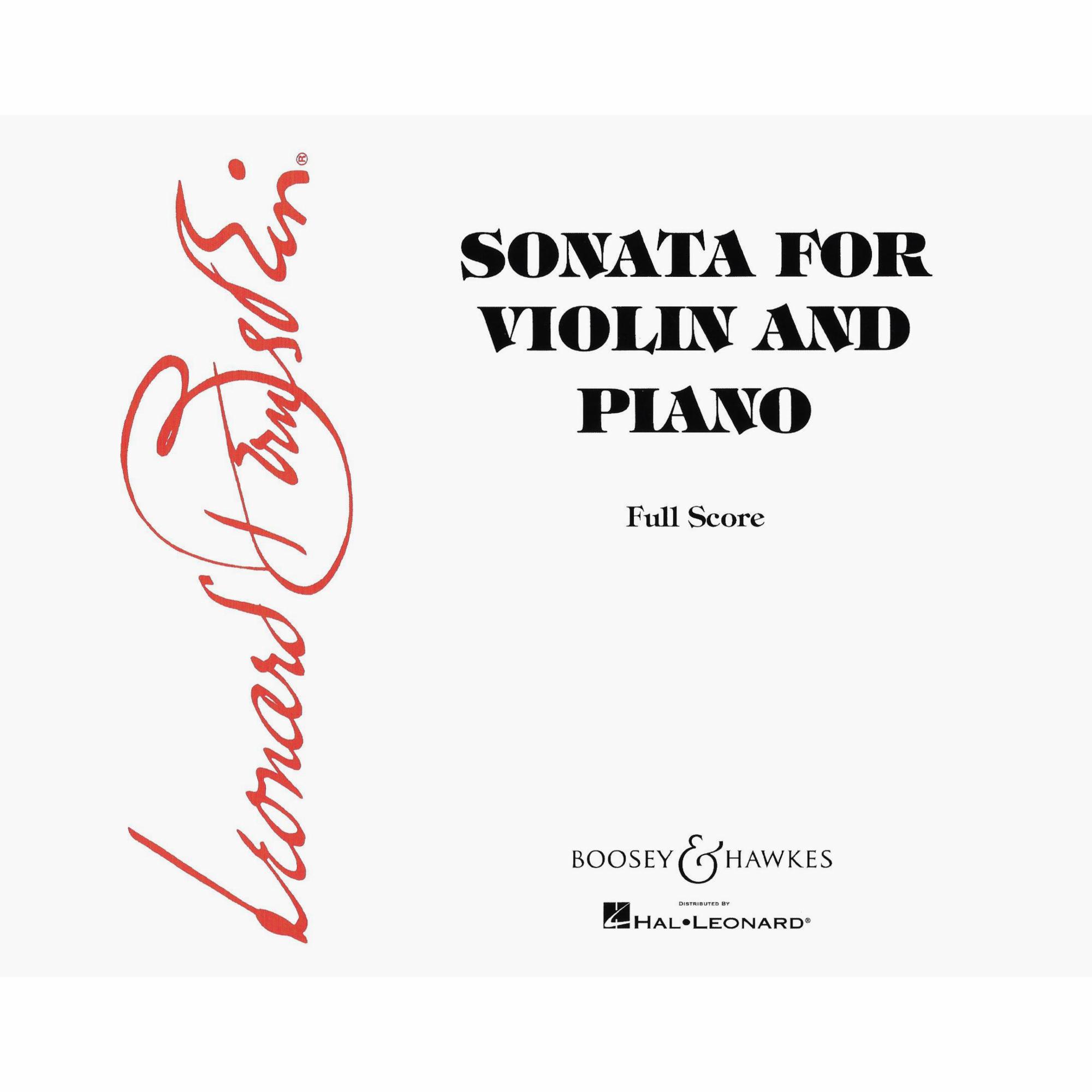 Bernstein -- Sonata for Violin and Piano