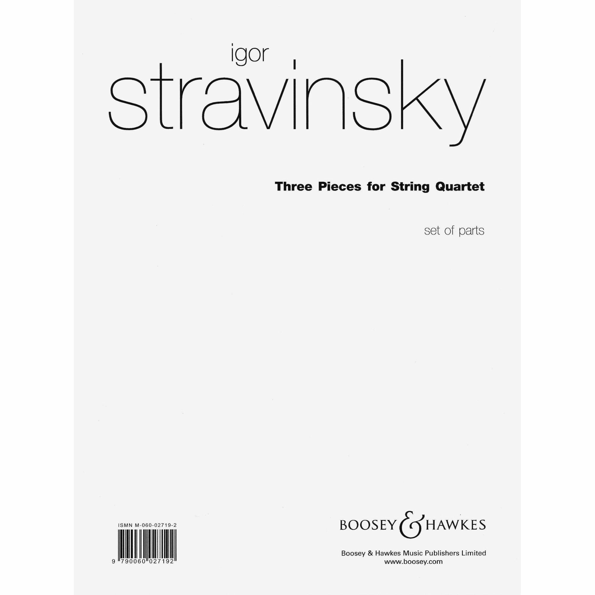 Stravinsky -- Three Pieces for String Quartet