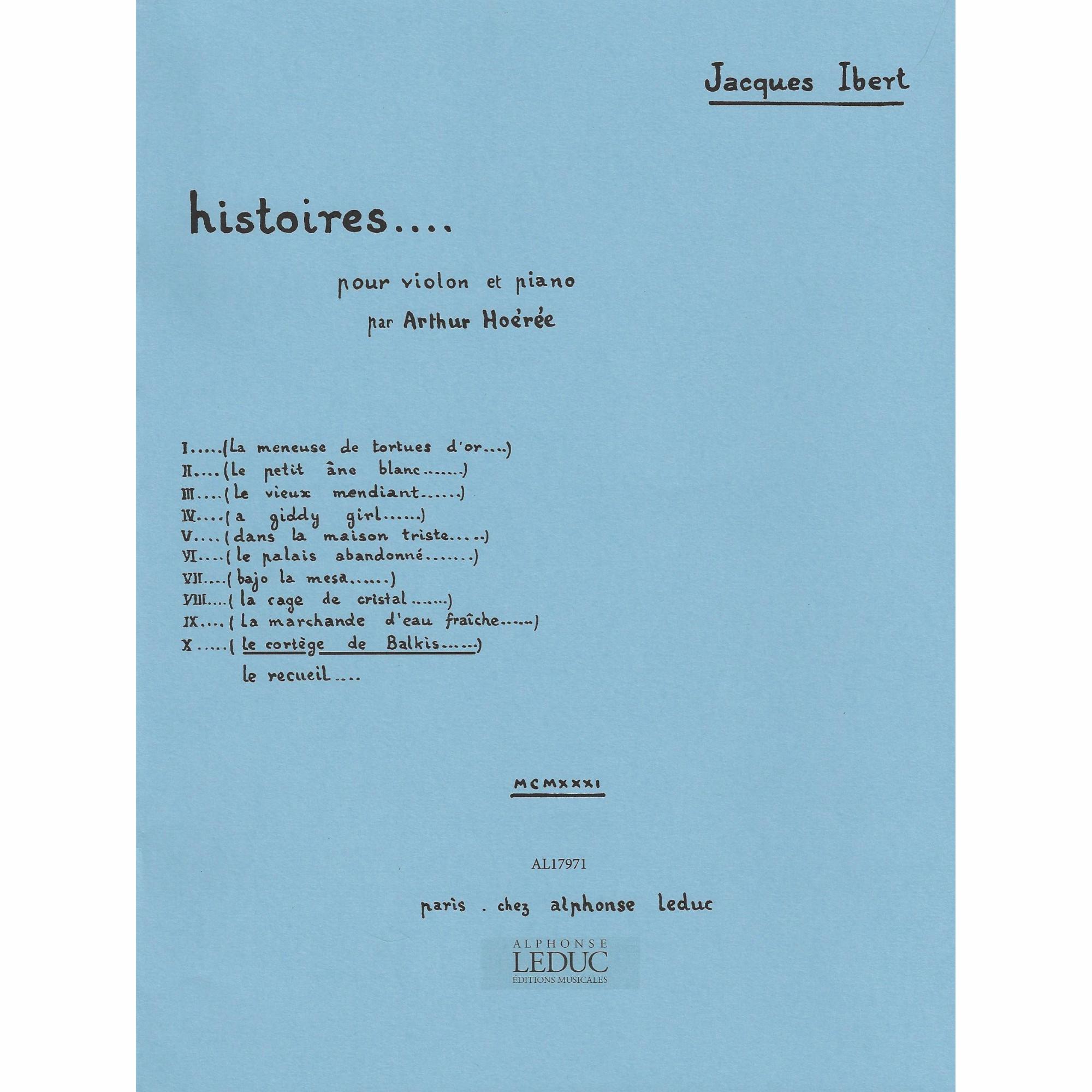 Ibert -- Le Cortege de Balkis, from Histoires for Violin and Piano
