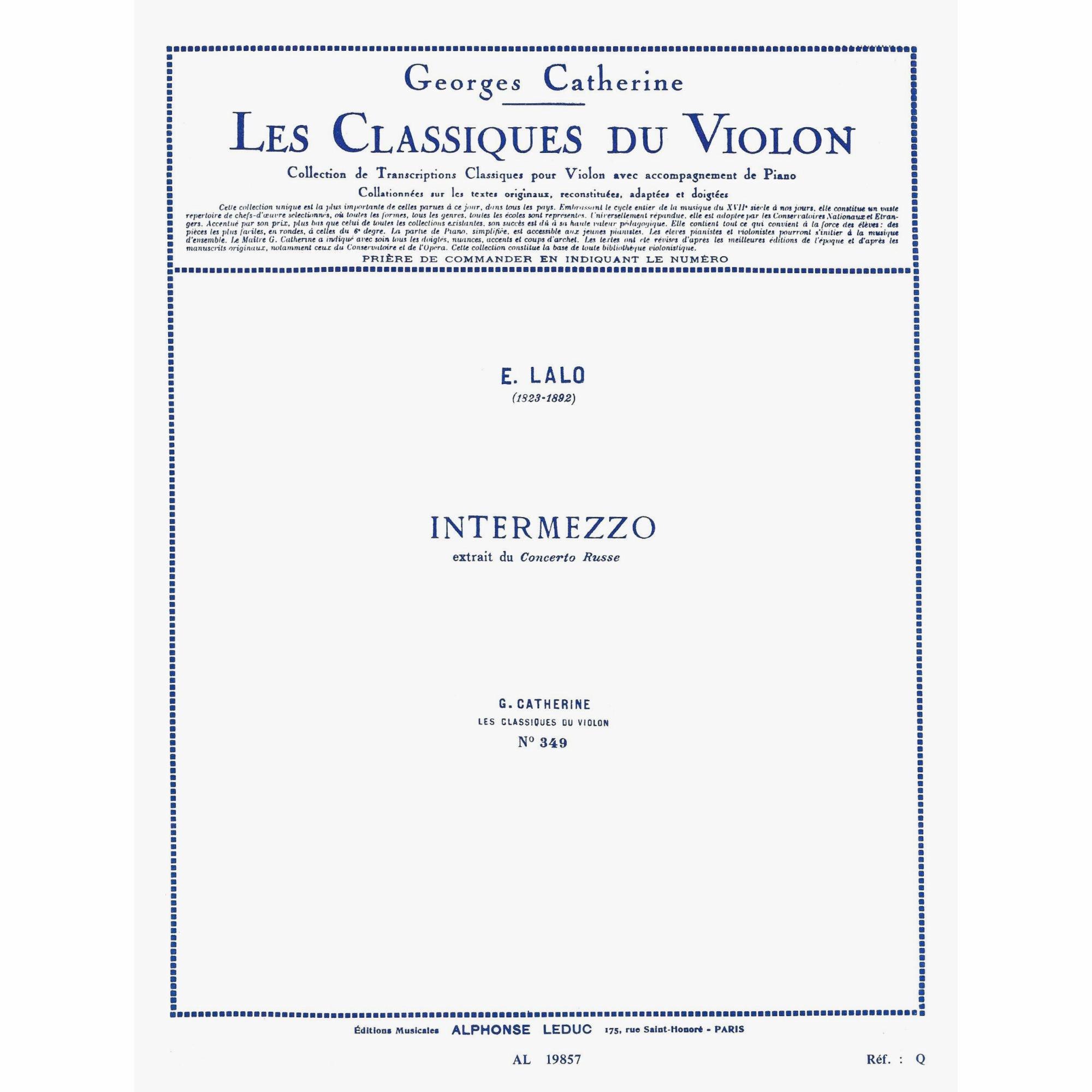 Lalo -- Intermezzo, from Concerto russe for Violin and Piano