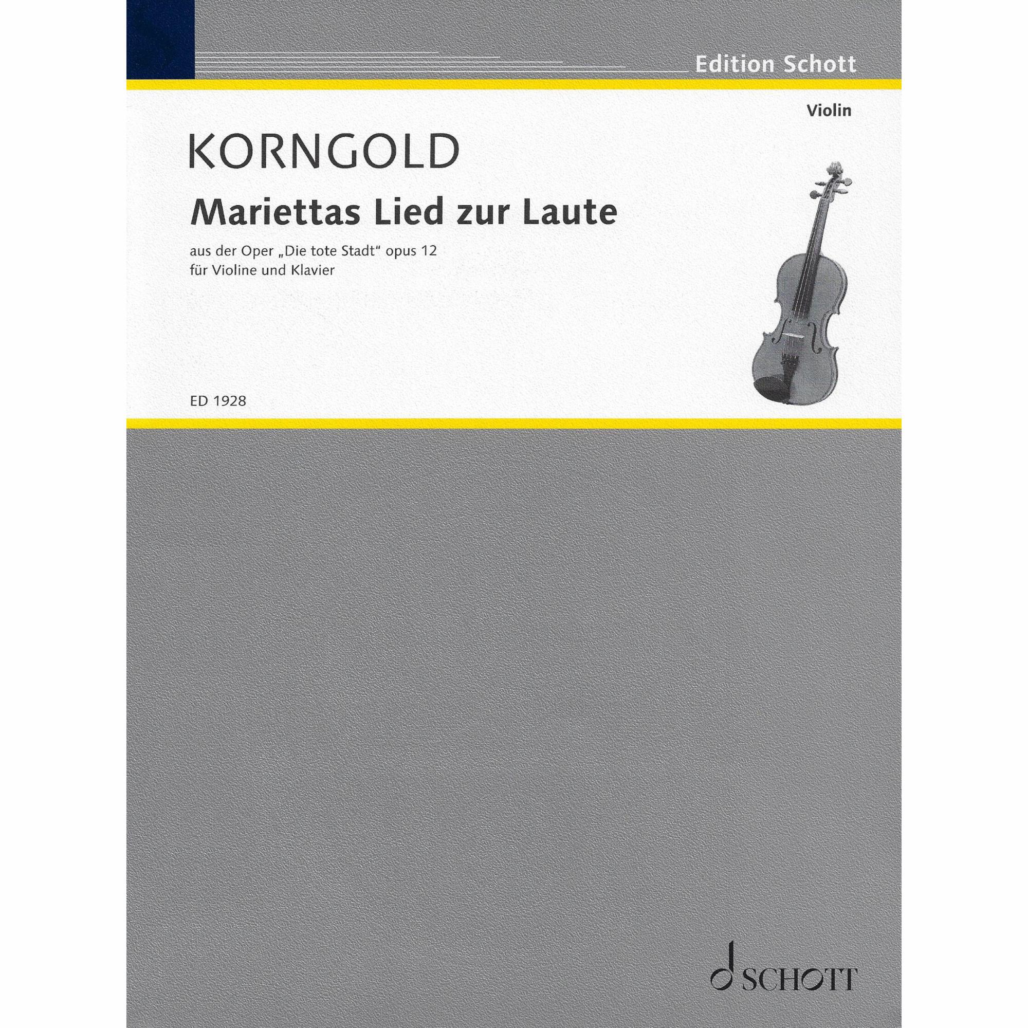 Korngold -- Mariettas Lied zur Laute, from Die Tote Stadt for Violin and Piano