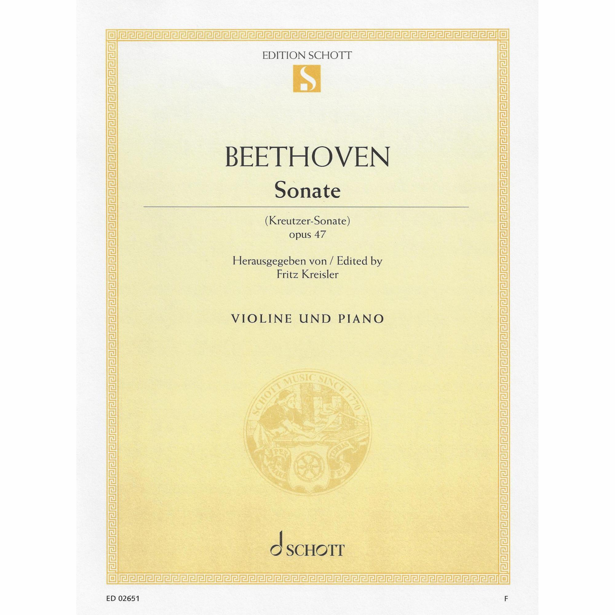 Beethoven -- Sonata, Op. 47 (Kreutzer Sonata) for Violin and Piano