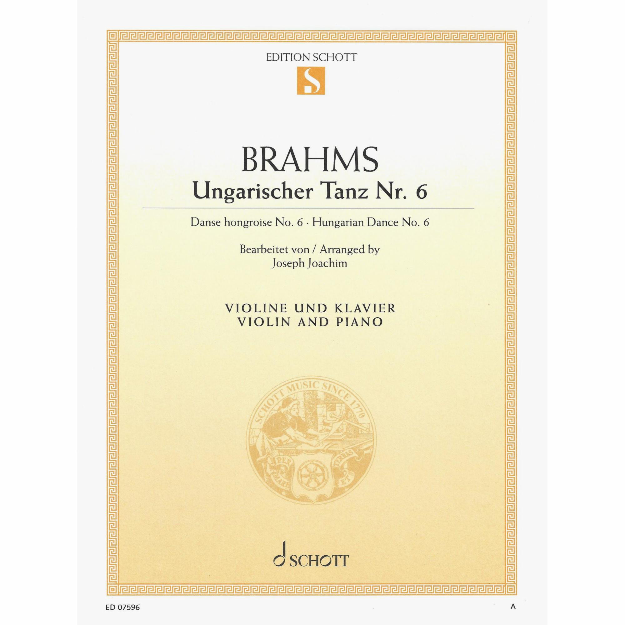 Brahms -- Hungarian Dance No. 6 for Violin and Piano
