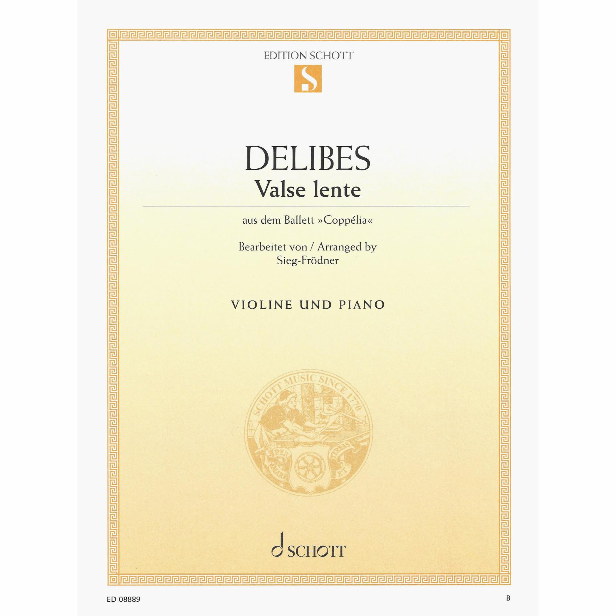 Delibes -- Valse lente, from Coppelia for Violin and Piano